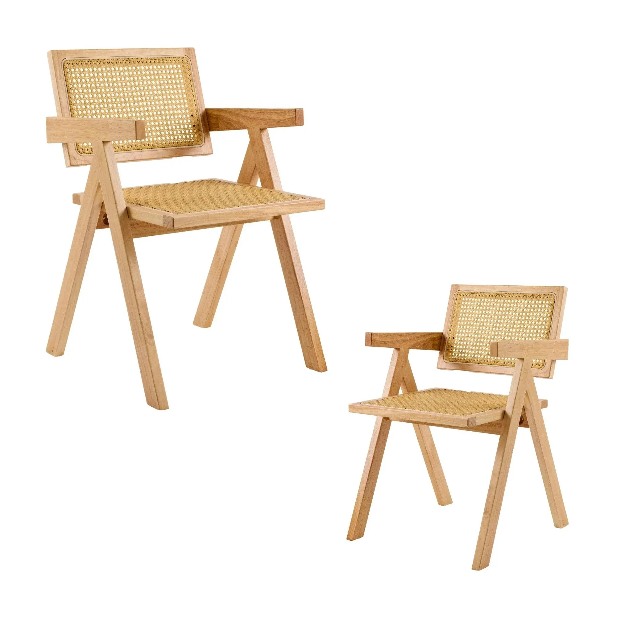 Korina Carver 2pc Set Dining Chair Rattan Wicker Natural - Furniture