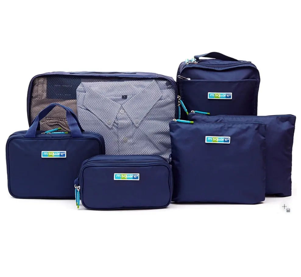 M Square Travel Luggage Packing Organizer 6 Pcs Set Storage Bags Packing Collection Pouch Blue - Fashion