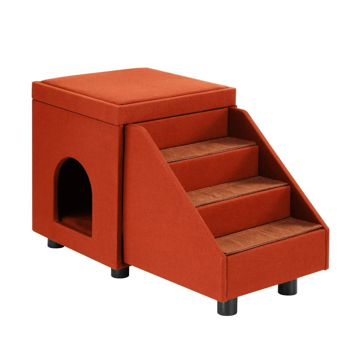 Pet Scene 2 IN 1 Dog Ramp Pet Stairs Wooden Cat Steps Puppy Ladder With Bed Foldable for Car Couch Sofa Window House Indoor - Pets