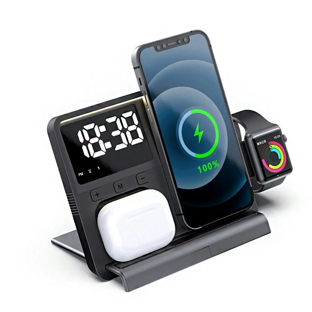 5 In 1 Vertical Magnetic Wireless Charger Multifunctional Clock Wireless Charger - Electronics