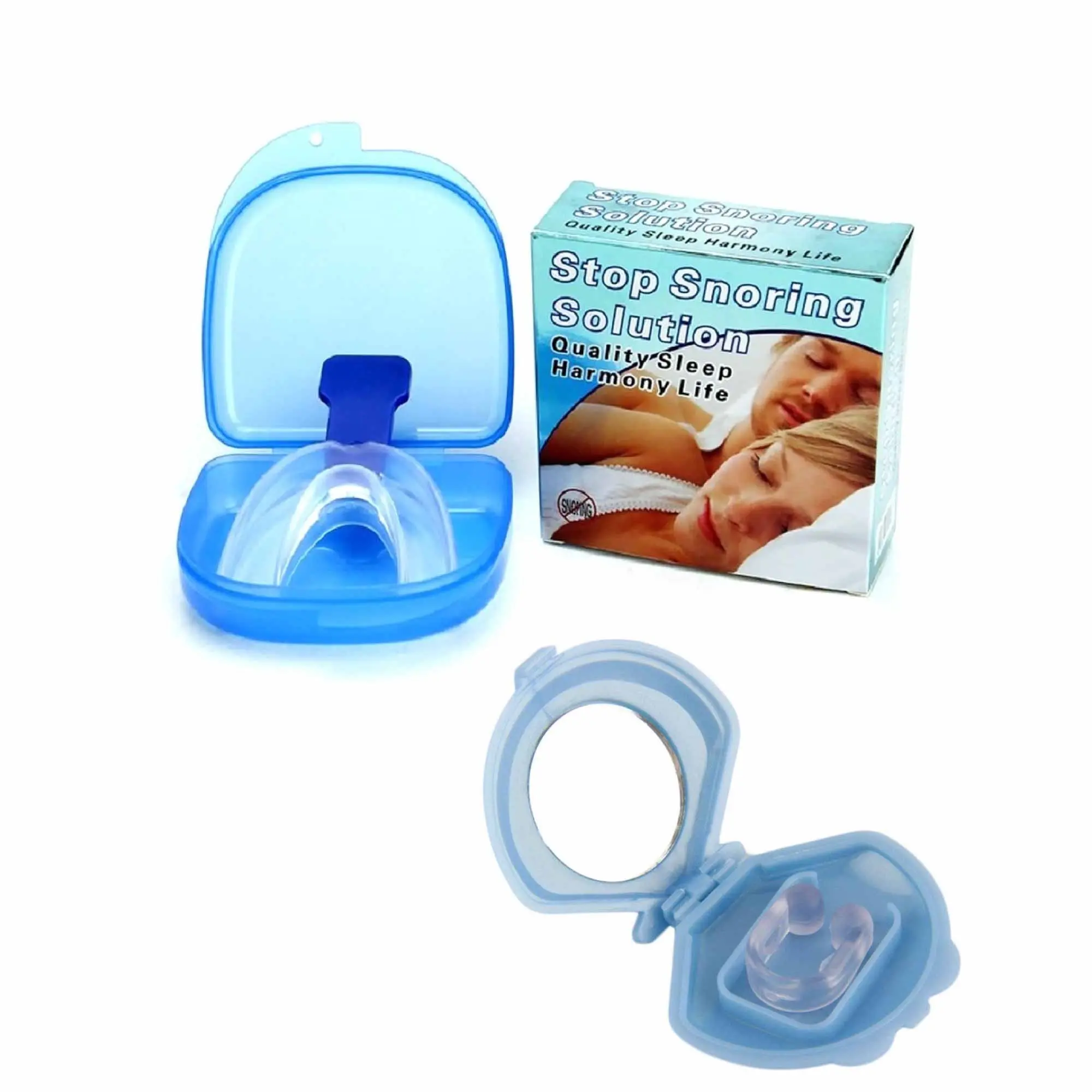 Mouthguard Mouthpiece + Nose Clip Anti Snoring Aid Sleep Breathing Device - Health