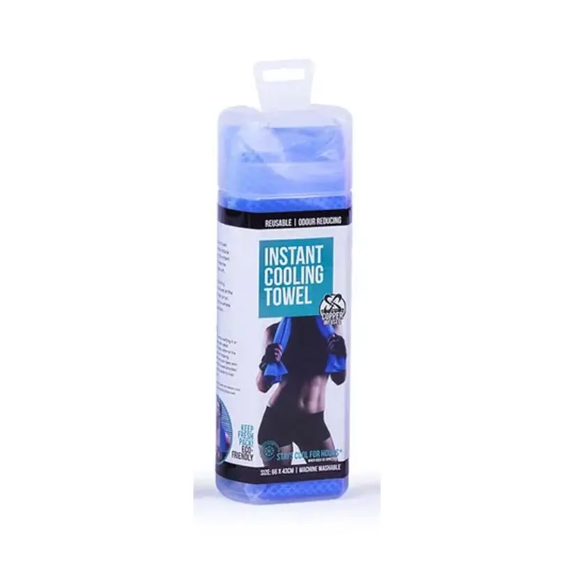 66cm Instant Cooling Towel Gym/Workout Reusable Copper Infused Towel Blue - Sports & Outdoor