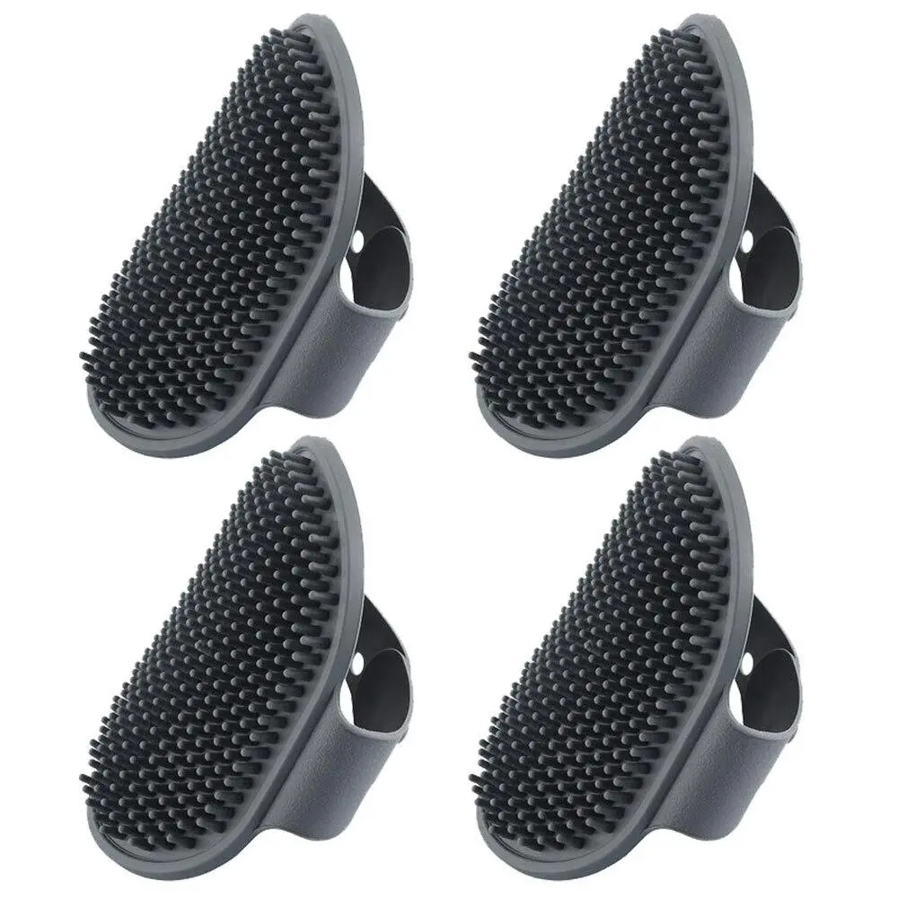 4x Paws & Claws Dog Grooming Rubber Mitt 13.5cm Bath Hair Comb Groom Brush Grey - Pets