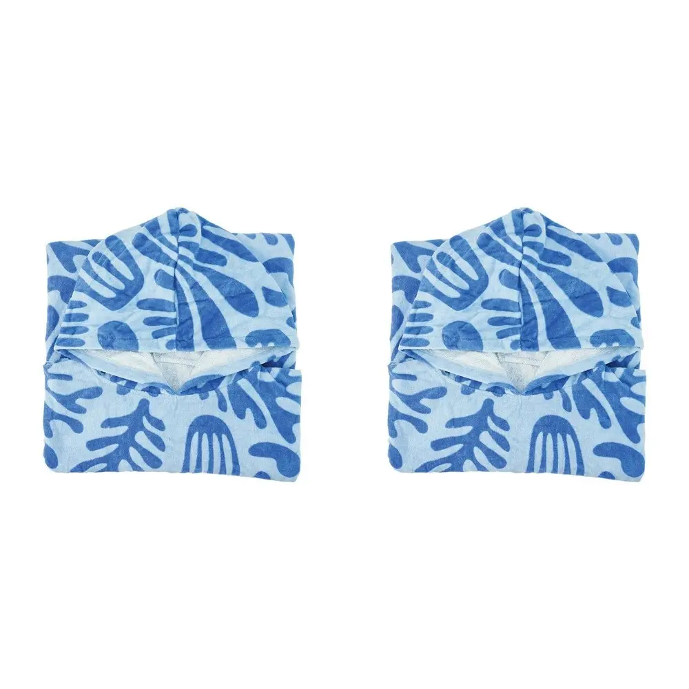 2x Annabel Trends Beach Poncho 100cm Cover Up Absorbent Drying Towel Blue Coral - Home & Garden