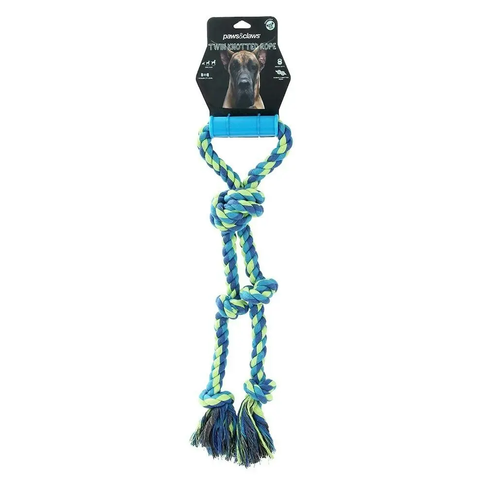 Paws & Claws 50cm Twin Knotted Rope Tugger Dog Toy Pet Chew Interactive w/Handle - Pets