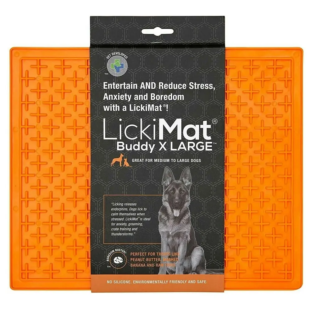 Lickimat Pet Dog XL Classic Buddy 20cm Feeding/Licking Mat Slow Feeder Orange - Pets