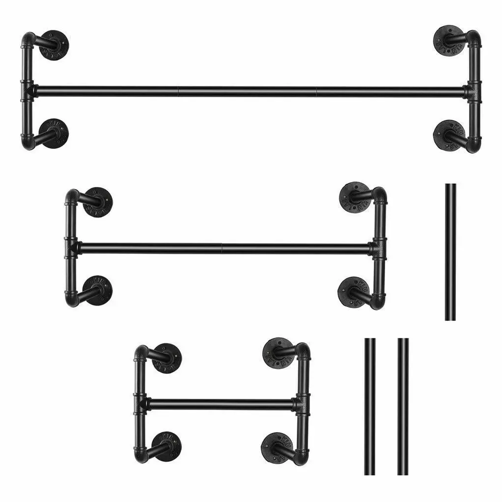 Fin Heavyduty Industrial Pipe Clothes Rack Iron Garment Bar Clothes Hanging Rail Rod - Home & Garden