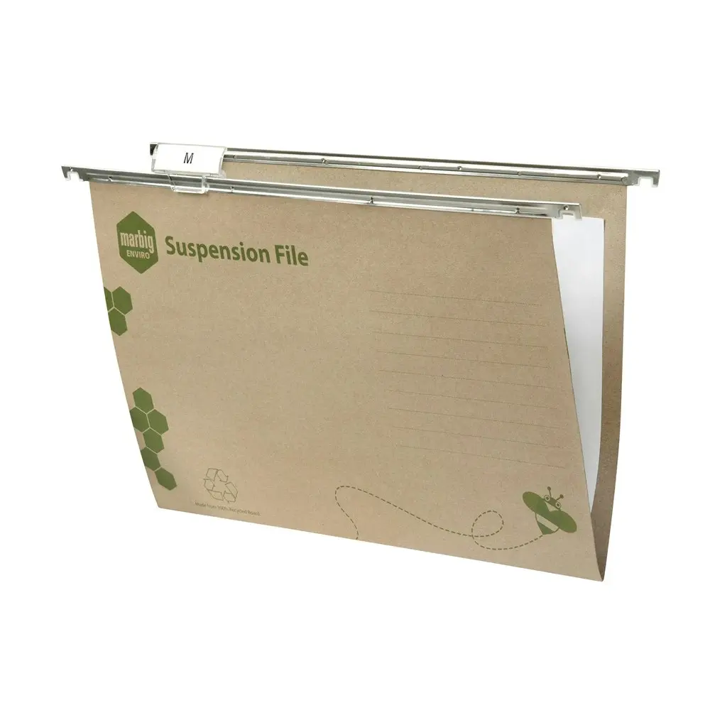 10pc Marbig Enviro Foolscap Suspension File/Hanging Folder w/ Inserts & Tab - Office