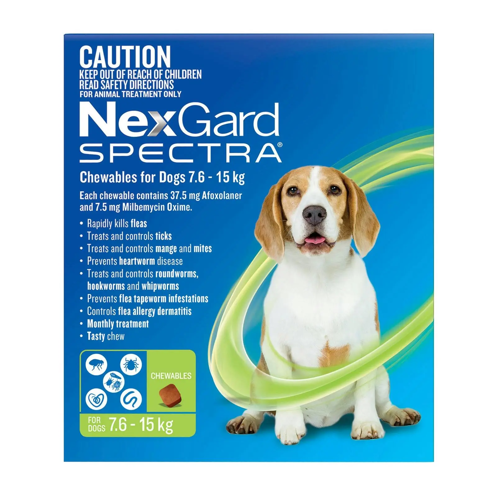Nexgard Spectra for Medium Dogs 7.6 to 15 Kg (Green) 6 Chews - Best Sellers From $10