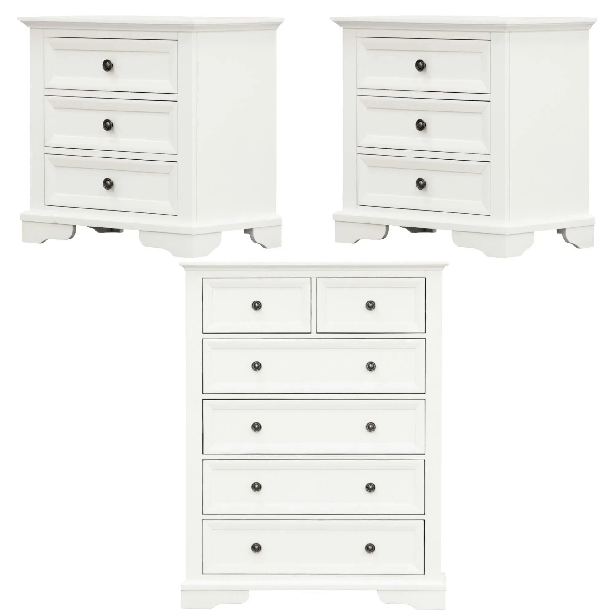 Celosia 3pc Set Bedside Tallboy Cabinet - Furniture