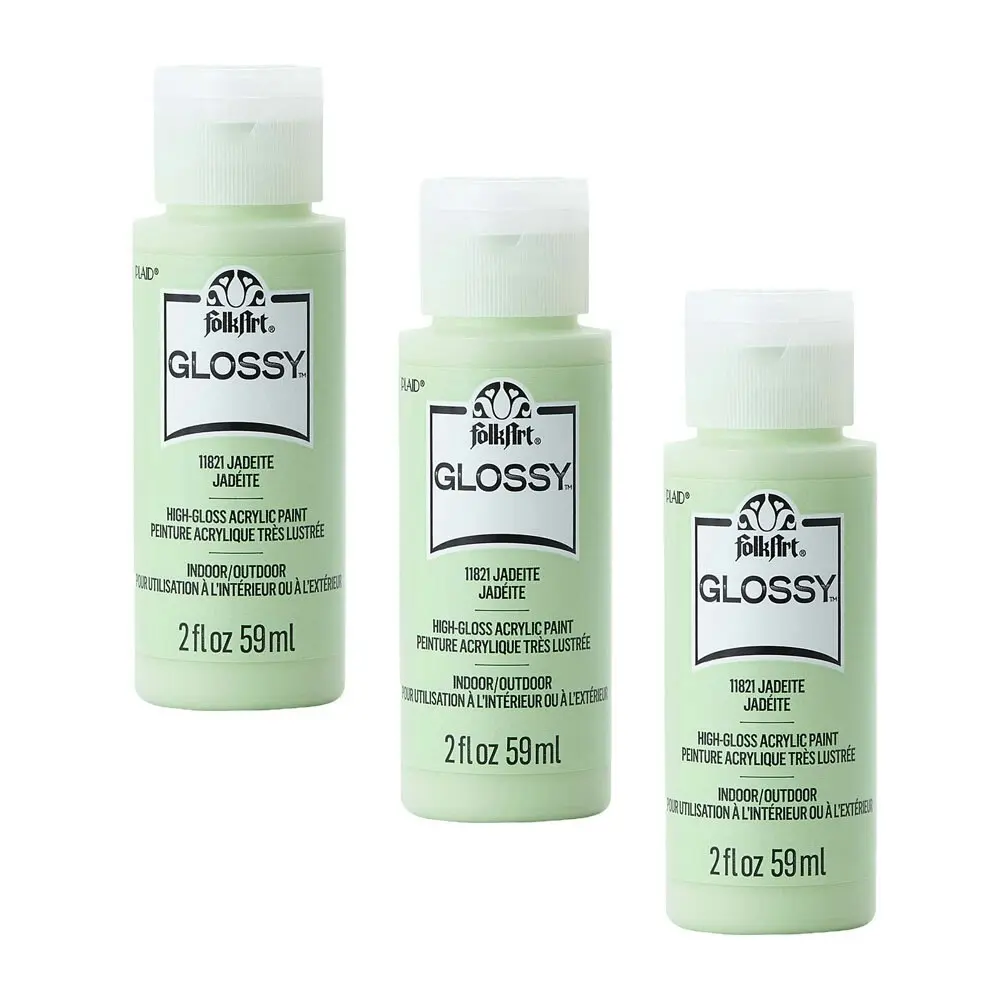 3x Plaid FolkArt Premium 59ml Acrylic Art/Craft Paint Jadeite Glossy Finish - Hobbies