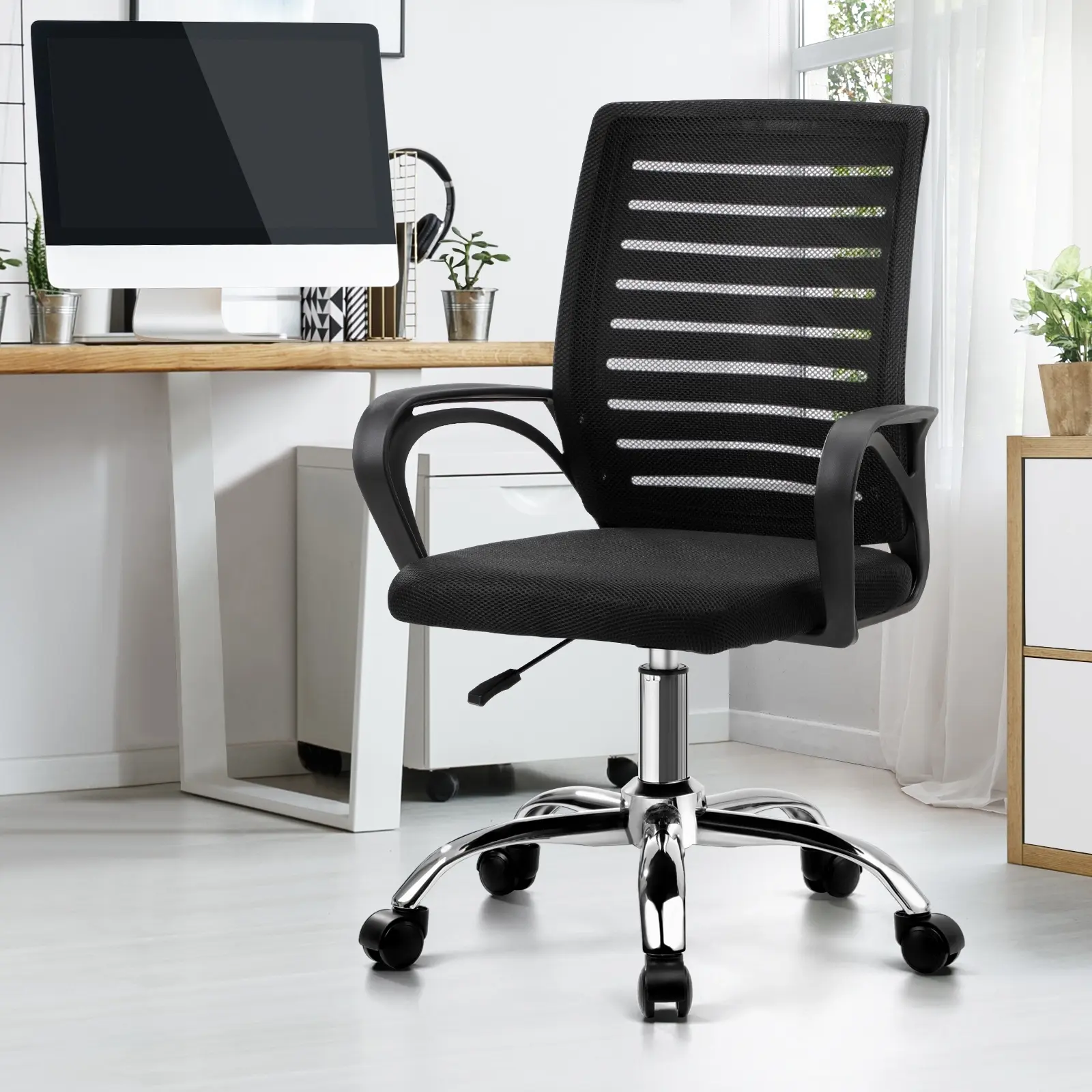 Oikiture Mesh Office Chair Executive Computer Seat Gaming Racing Work Black - Save up to 70% Off Office Furniture Specials