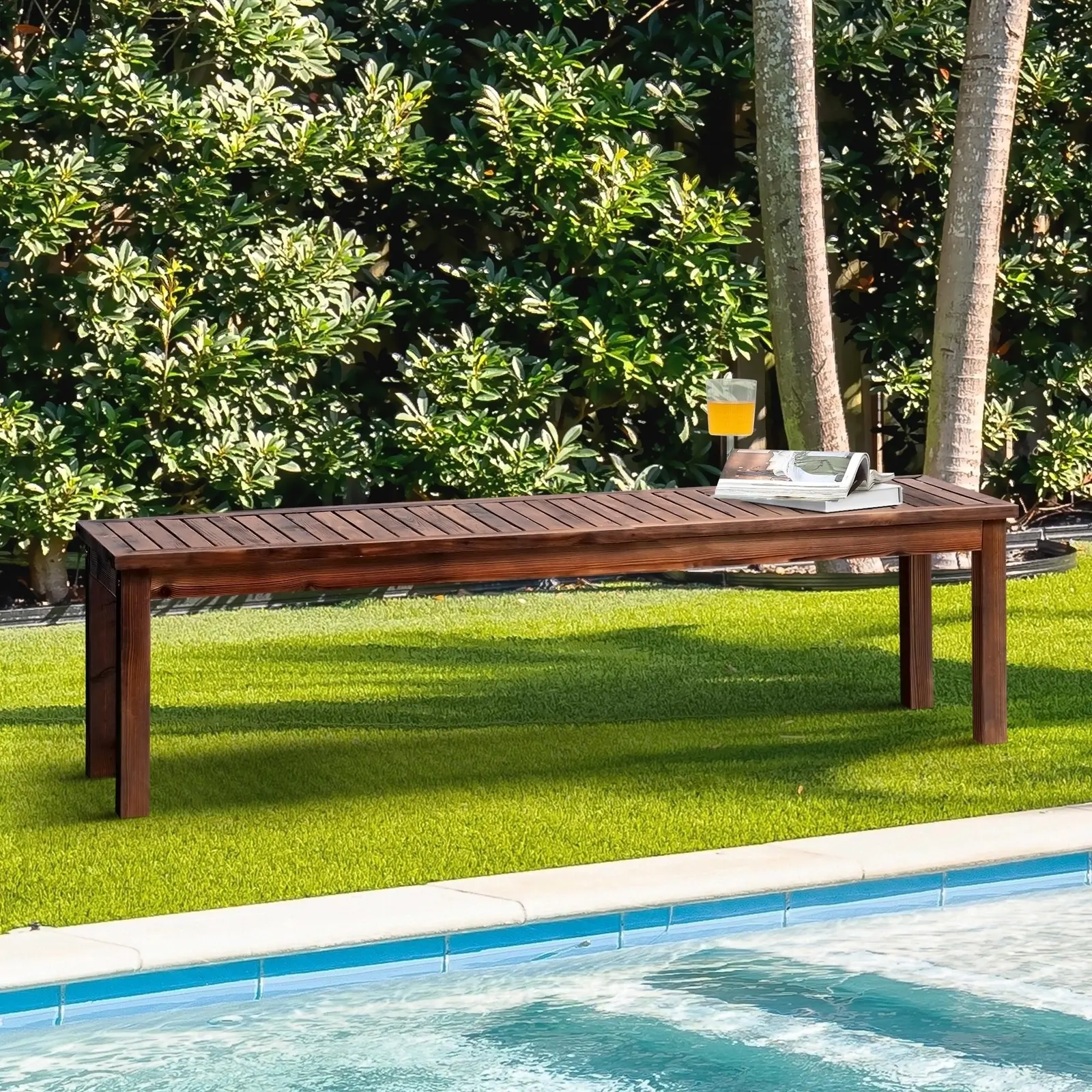 Livsip 150cm Garden Bench Outdoor Wood Patio Furniture Dining Chair Slatted Seat - Up to 65% off Outdoor Furniture