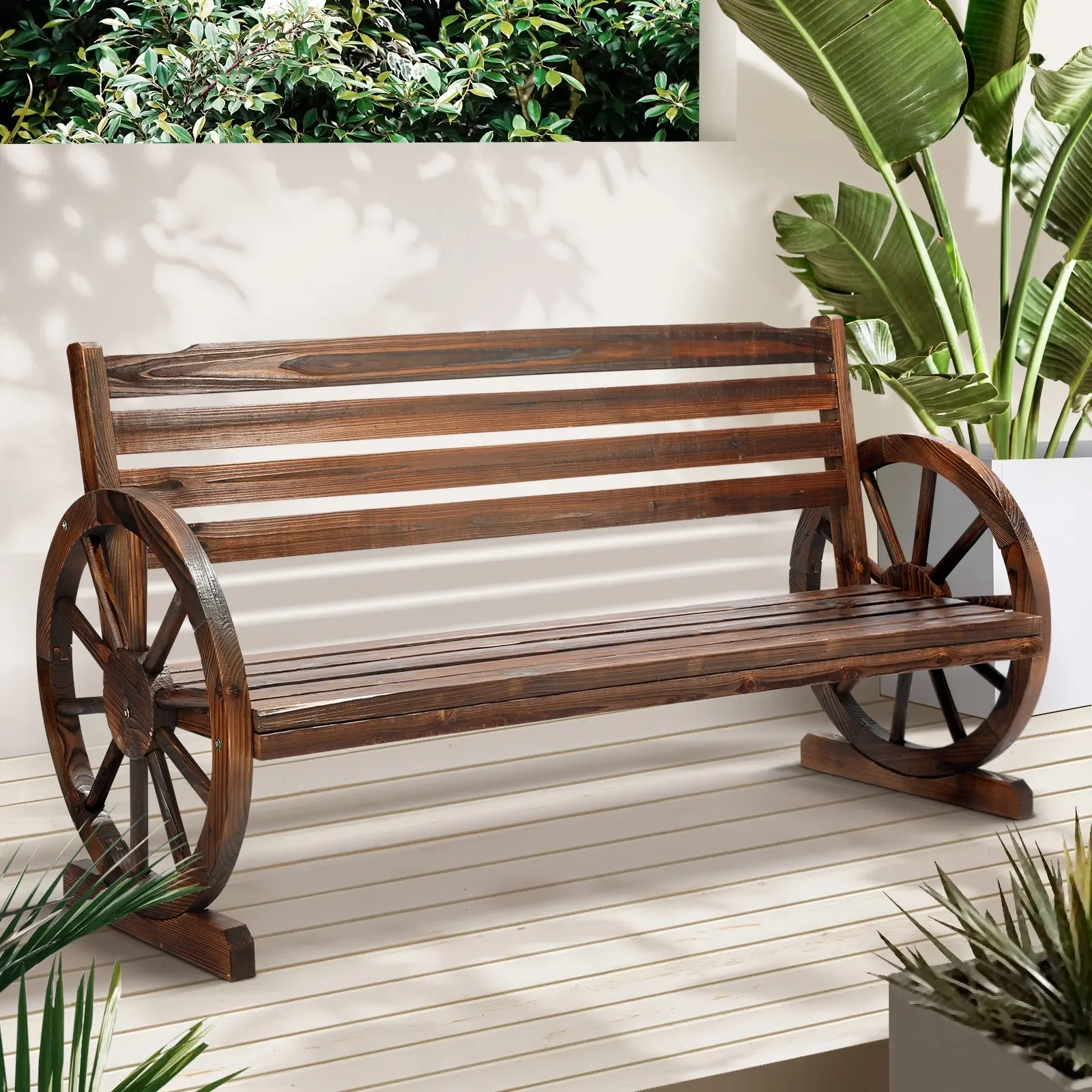 Livsip Garden Bench 3 Seater Outdoor Furniture Wooden Wagon Chair Patio Lounge - Up to 65% off Outdoor Furniture