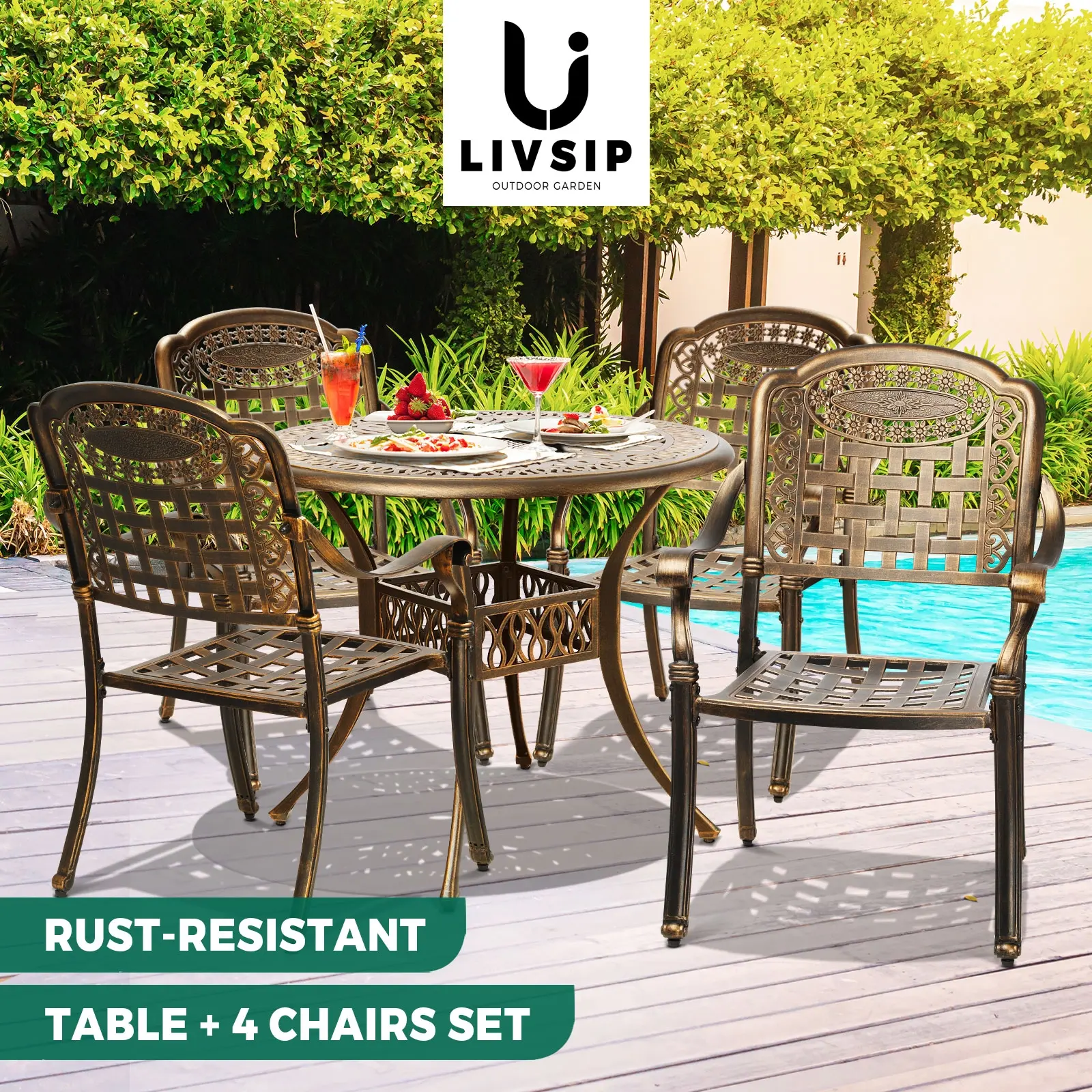 Livsip Outdoor Setting Dining Chairs Bistro Set Patio Garden Furniture 5 Piece - Up to 65% off Outdoor Furniture