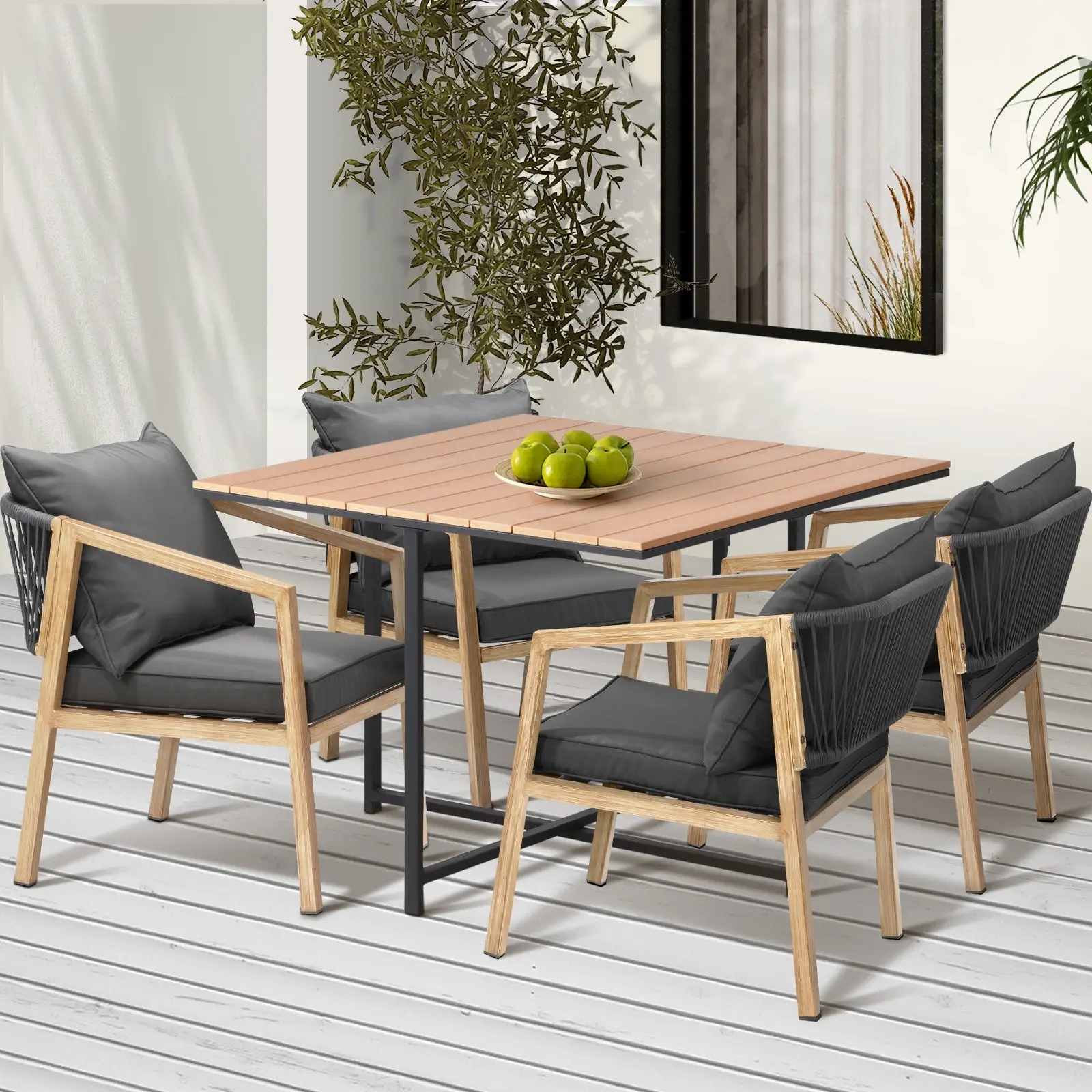 Livsip 5PCS Outdoor Patio Set Furniture Table Armchair Garden Dining Setting