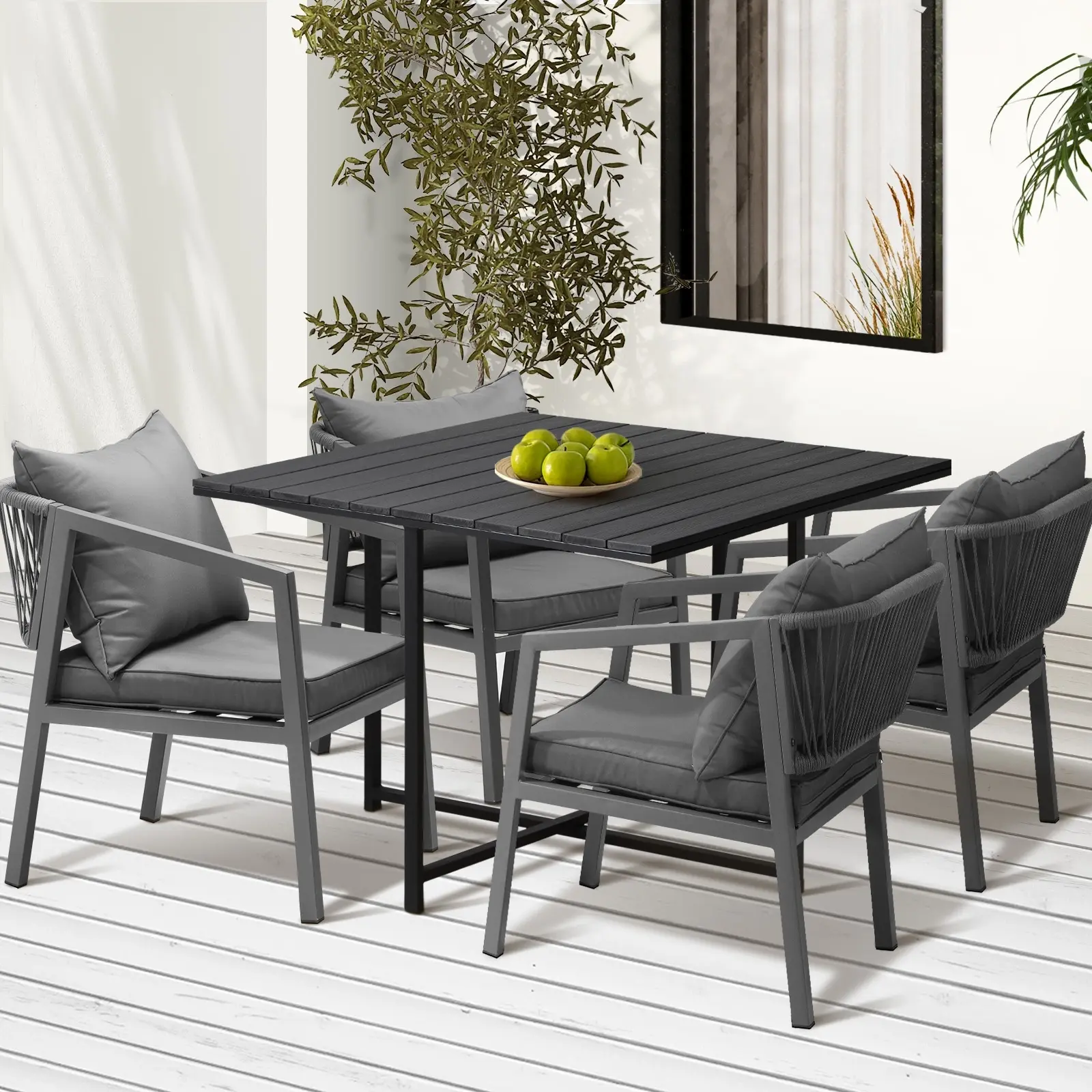 Livsip Outdoor Dining Set Patio Furniture Garden Balck Table Setting 4 Seater - Up to 65% off Outdoor Furniture
