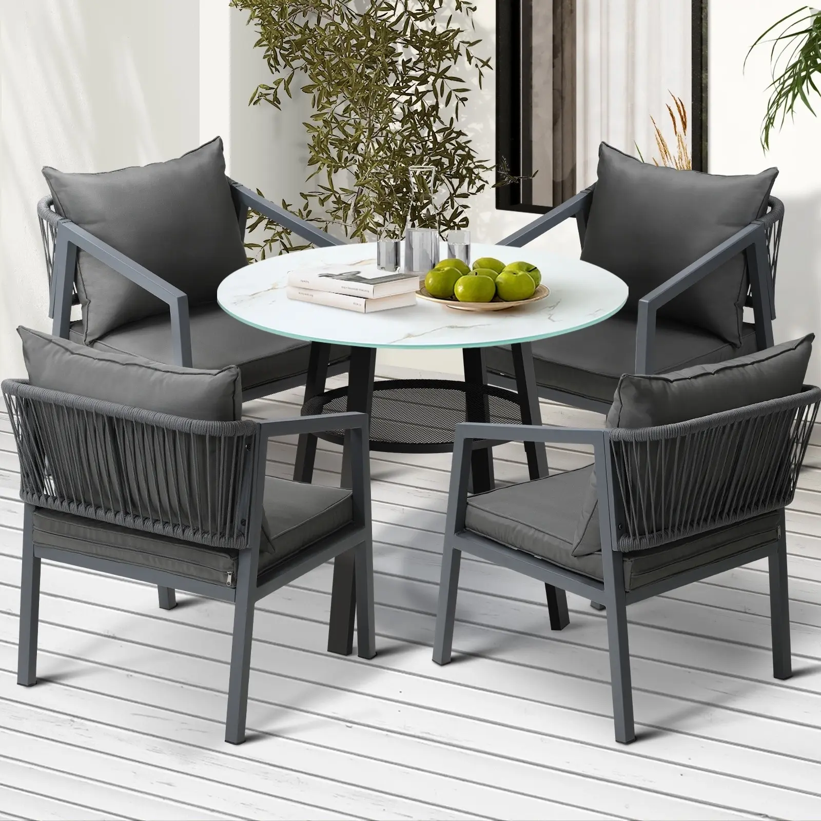 Livsip 5PCS Outdoor Dining Setting Table Lounge Chair Patio Furniture Bistro Set