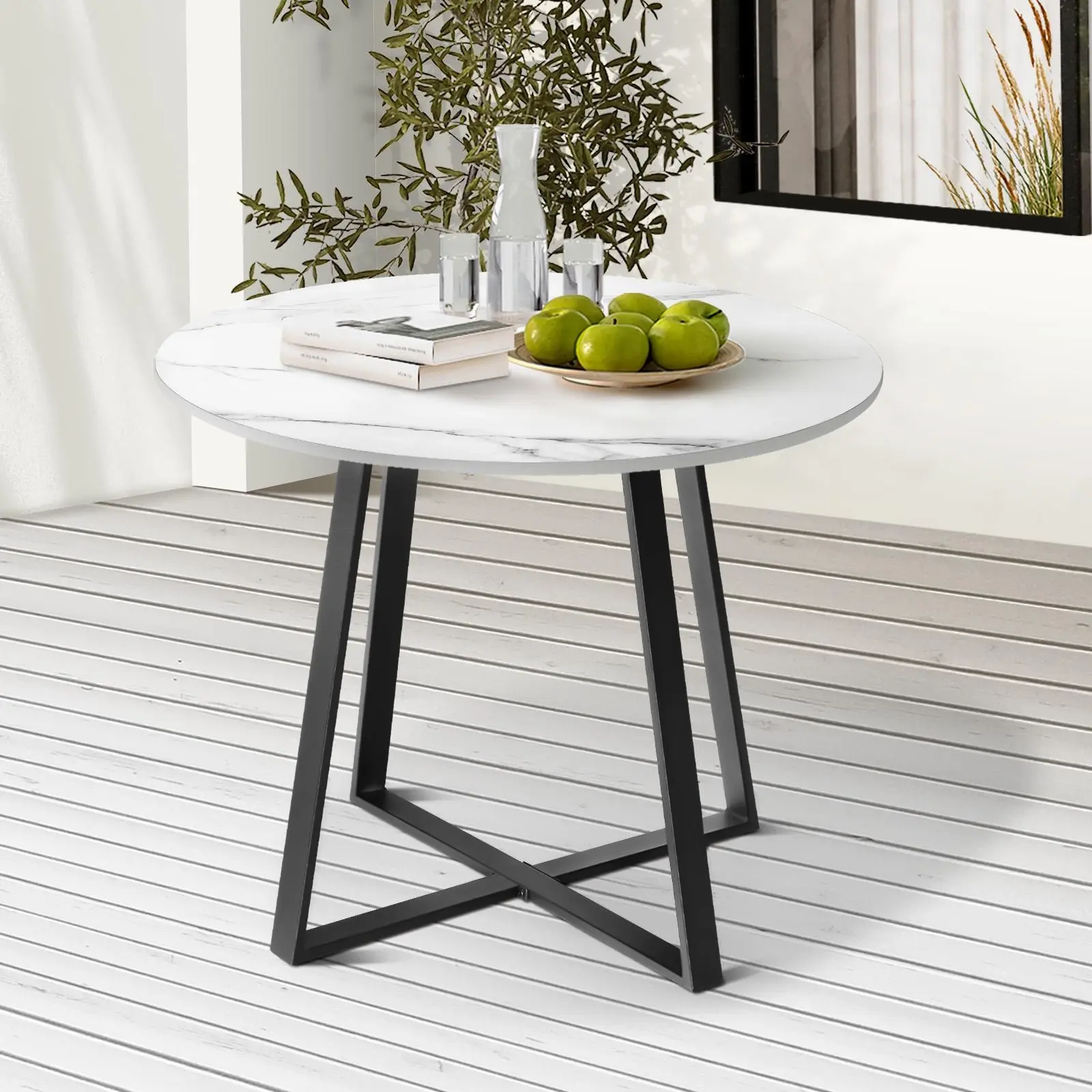 Livsip 90cm Outdoor Dining Sintered Stone Table Patio Furniture Bistro Set Black - Up to 65% off Outdoor Furniture