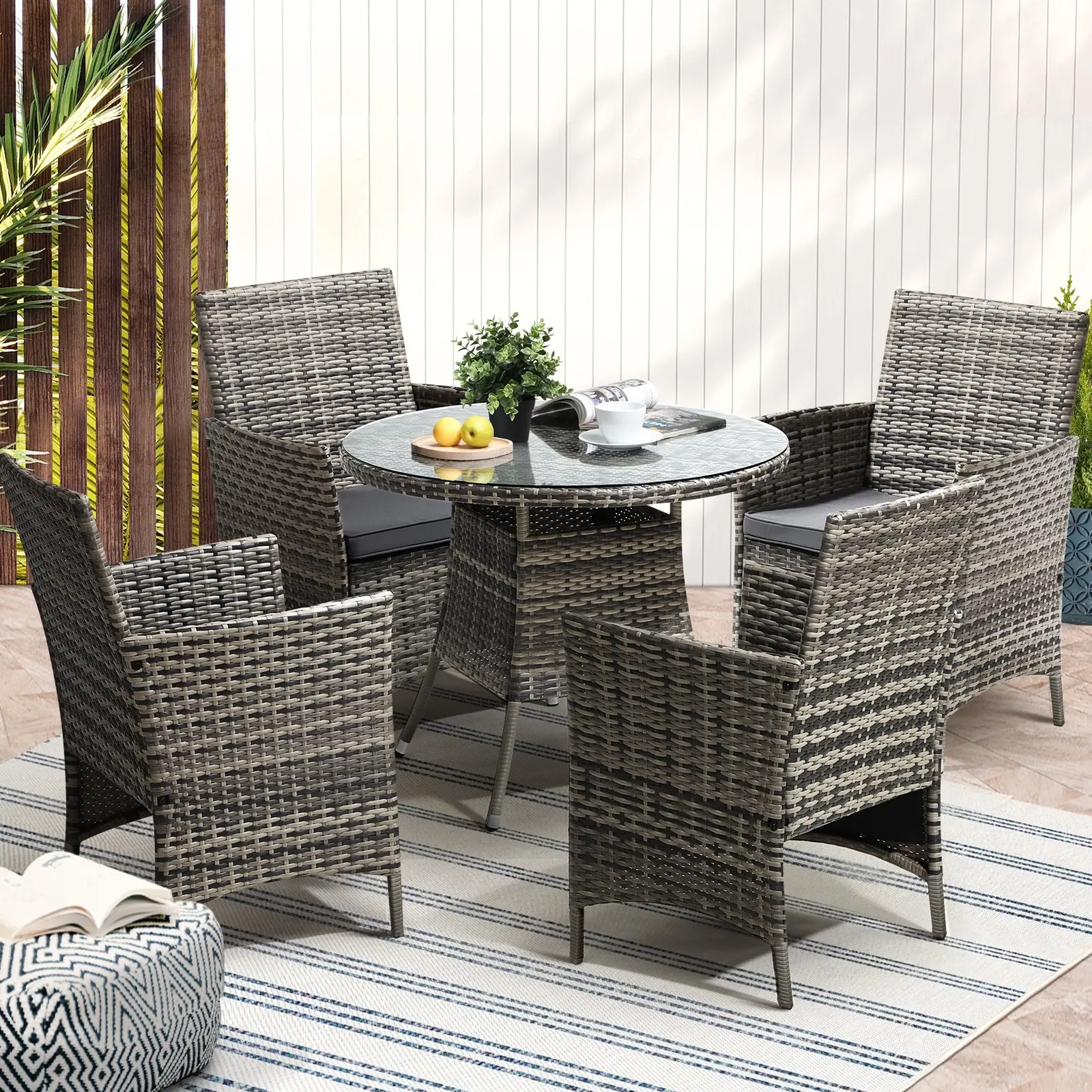 Livsip Outdoor Dining Set Table & Chairs 5PCS Patio Furniture Lounge Setting - Up to 65% off Outdoor Furniture