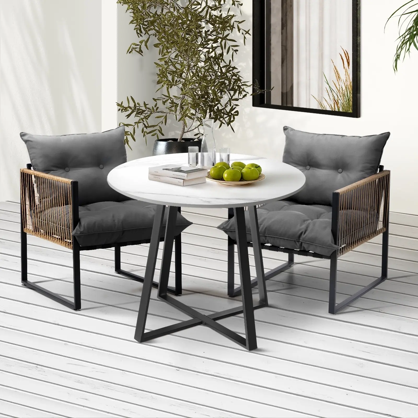 Livsip Outdoor Dining Set Furniture 2 Seater Patio Setting Sintered Stone Table - Up to 65% off Outdoor Furniture