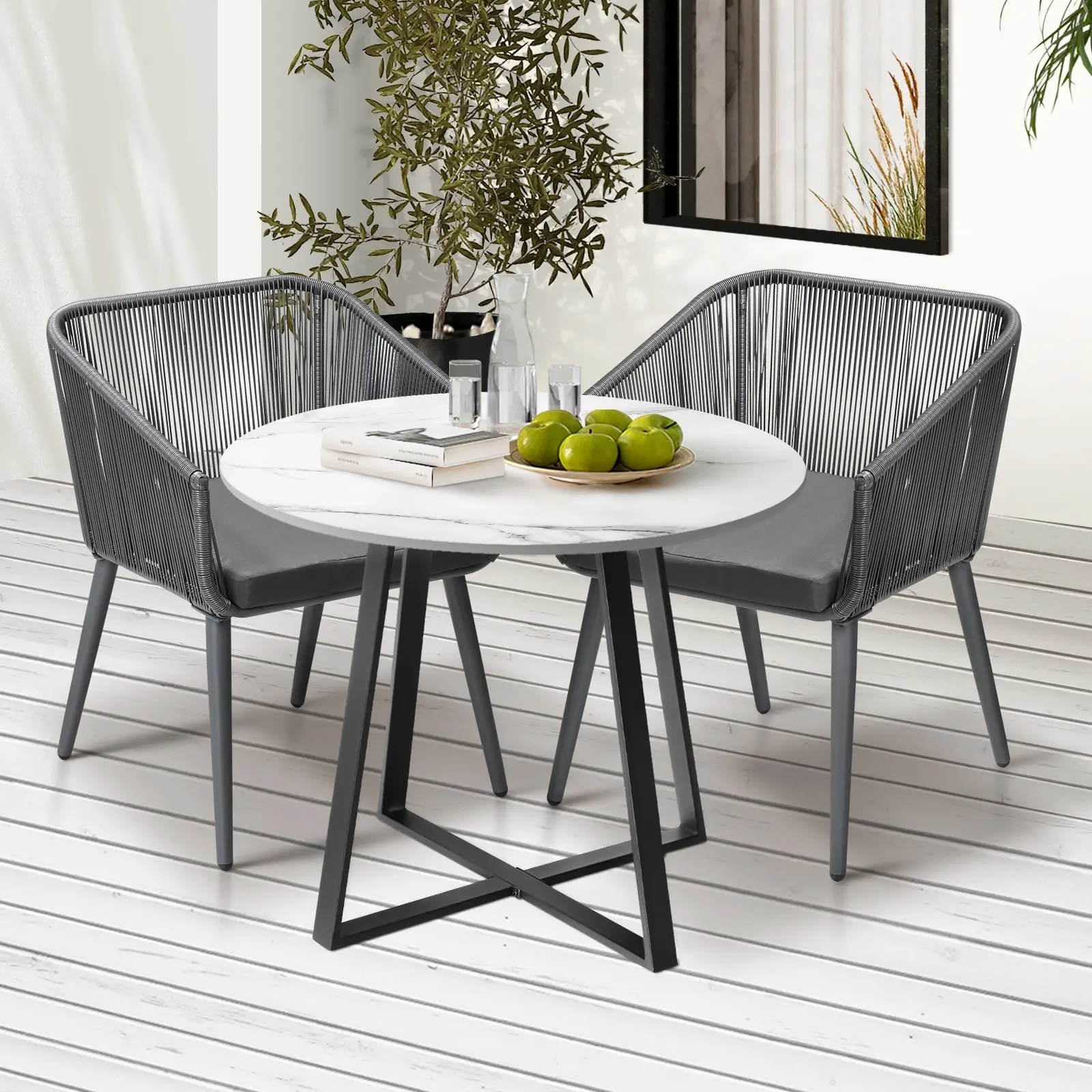 Livsip 3x Outdoor Dining Setting Sintered Stone Table Patio Furniture Bistro Set - Up to 65% off Outdoor Furniture