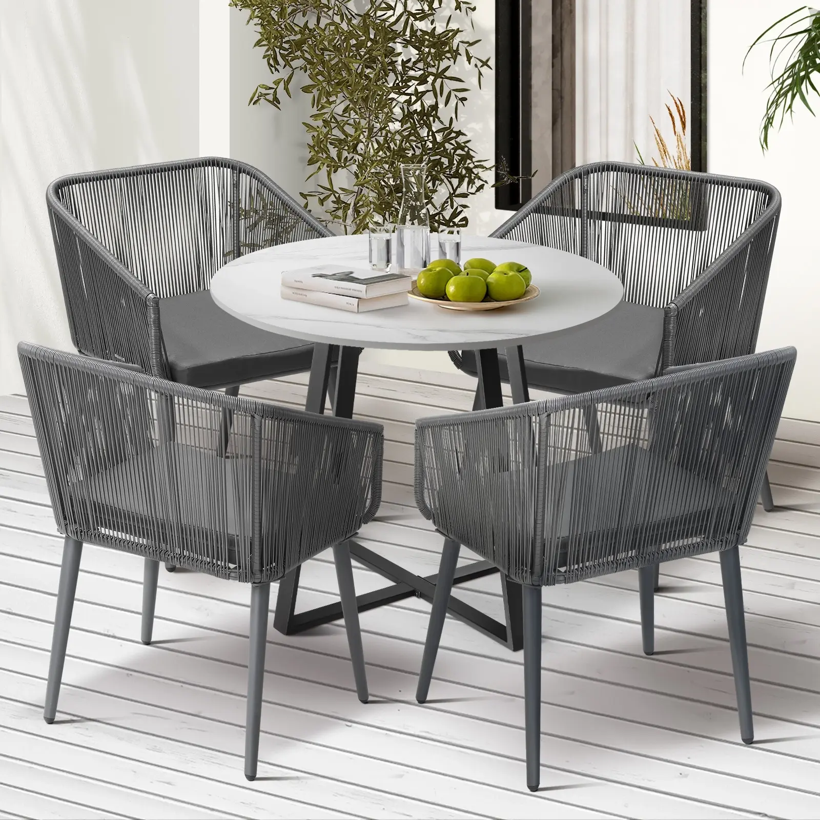 Livsip 5x Outdoor Dining Setting Sintered Stone Table Patio Furniture Bistro Set