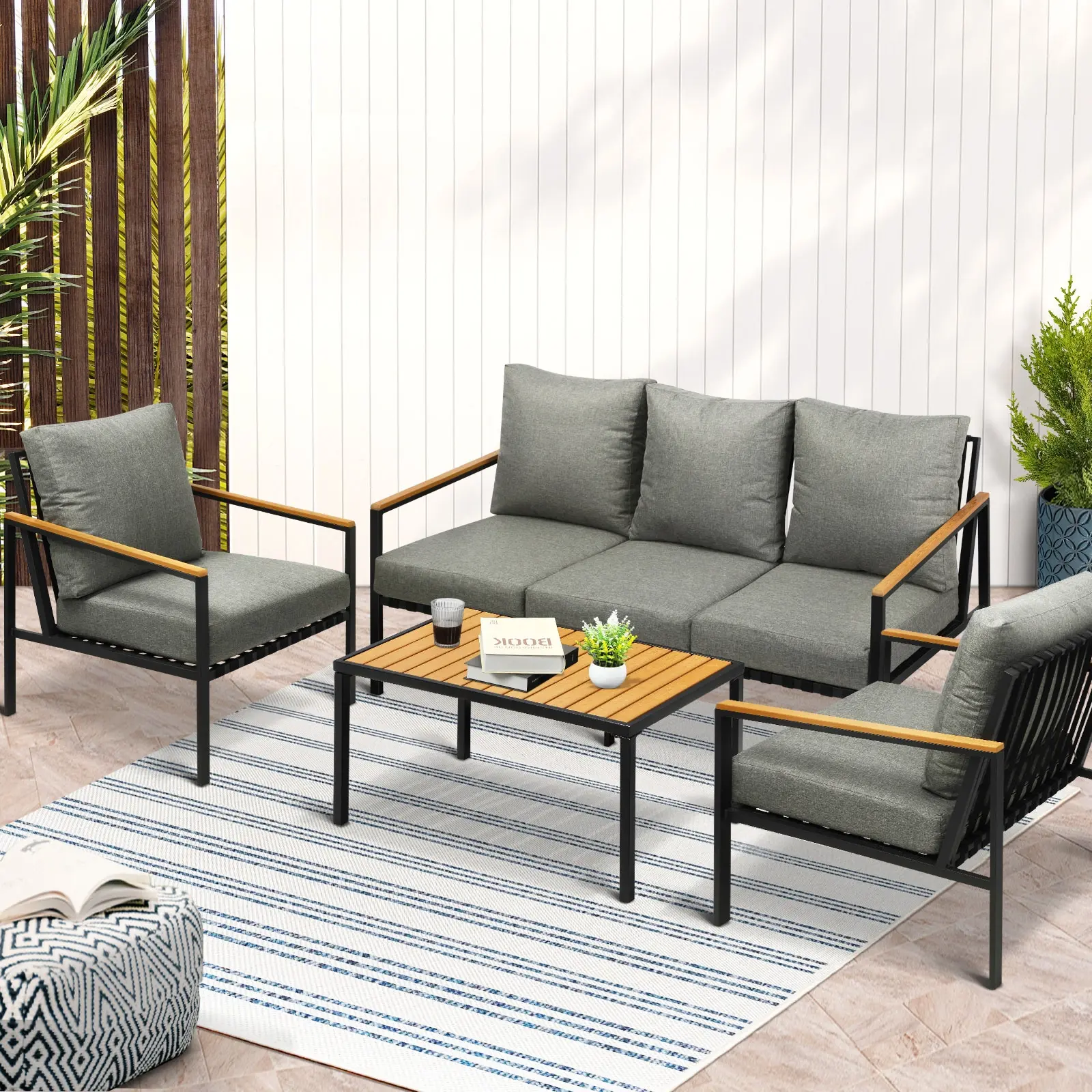 Livsip Outdoor Lounge Sofa Set Patio Furniture Dining Table Chairs Garden - Up to 65% off Outdoor Furniture