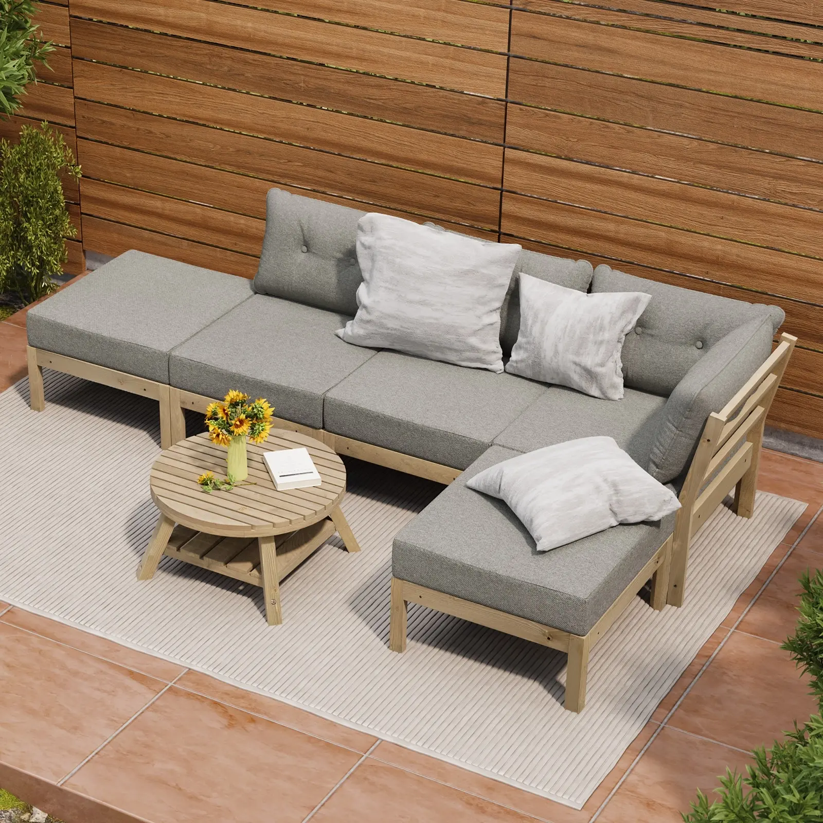 Livsip Outdoor Lounge Sofa Set 6 Piece Garden Furniture Dining Table Chairs - Up to 65% off Outdoor Furniture