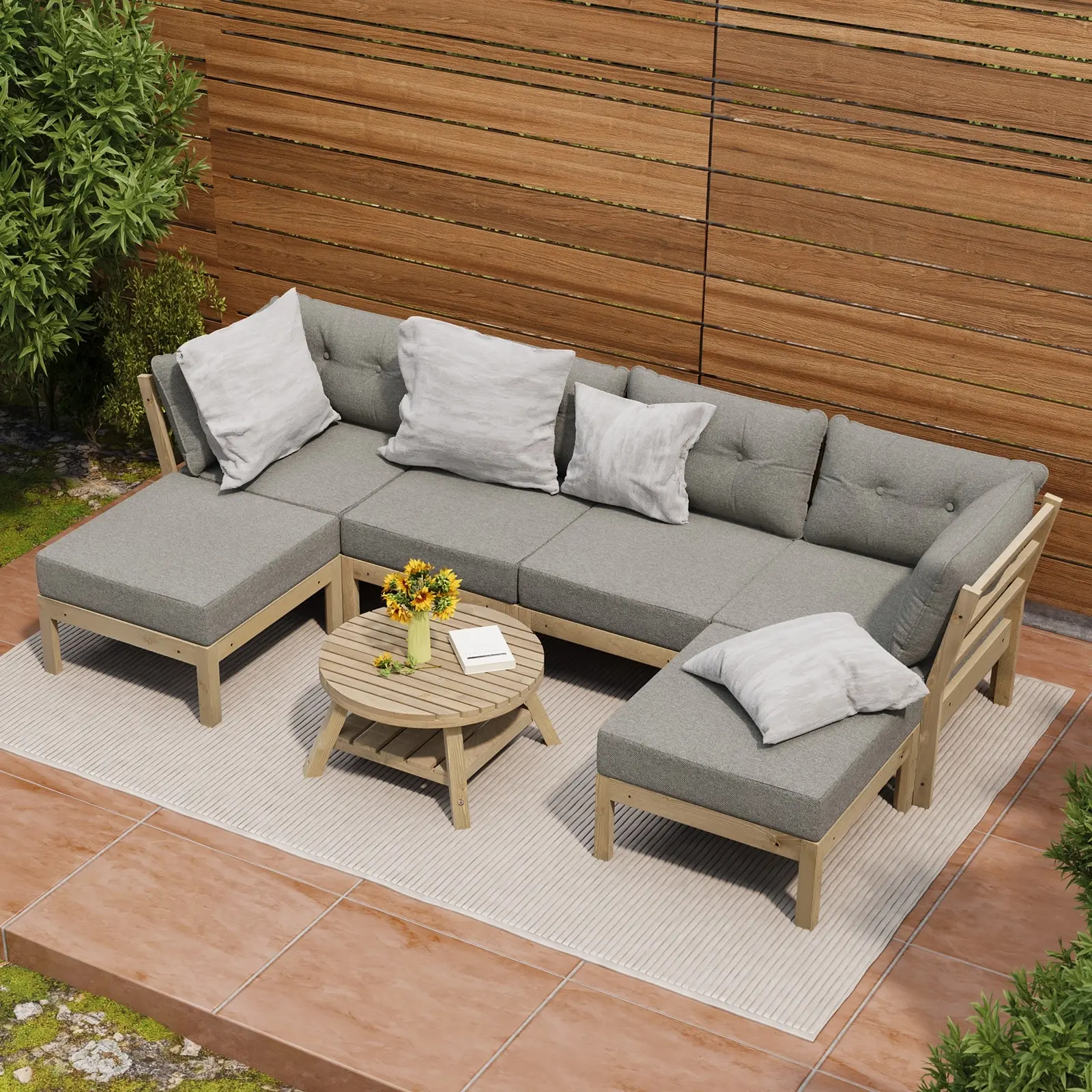 Livsip 7 Piece Outdoor Lounge Sofa Set Garden Furniture Dining Table Chairs - Up to 65% off Outdoor Furniture