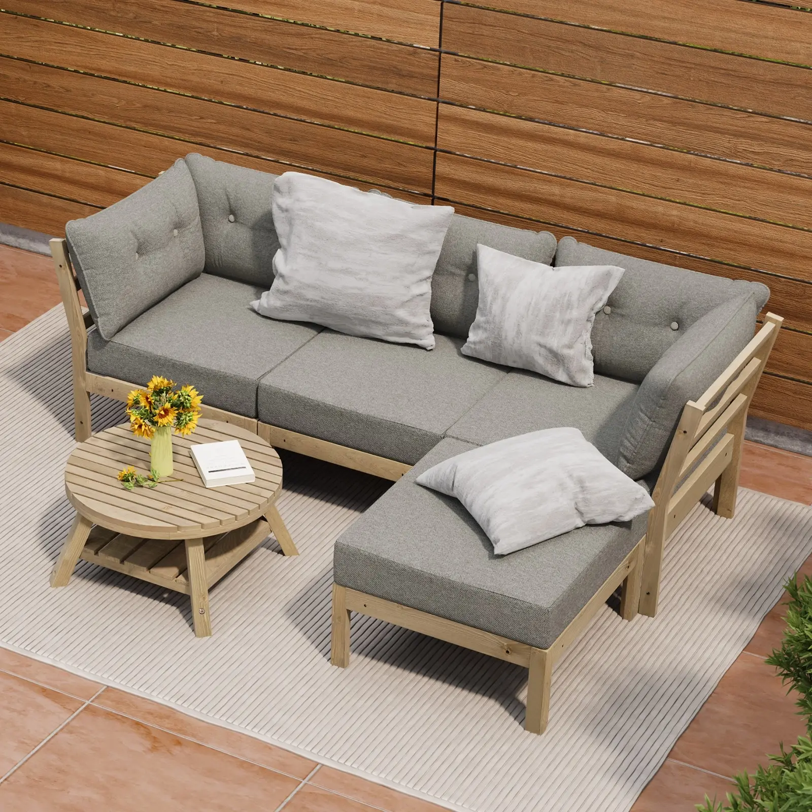 Livsip 5 Piece Outdoor Furniture Set Garden Lounge Sofa Patio Furniture Setting - Up to 65% off Outdoor Furniture