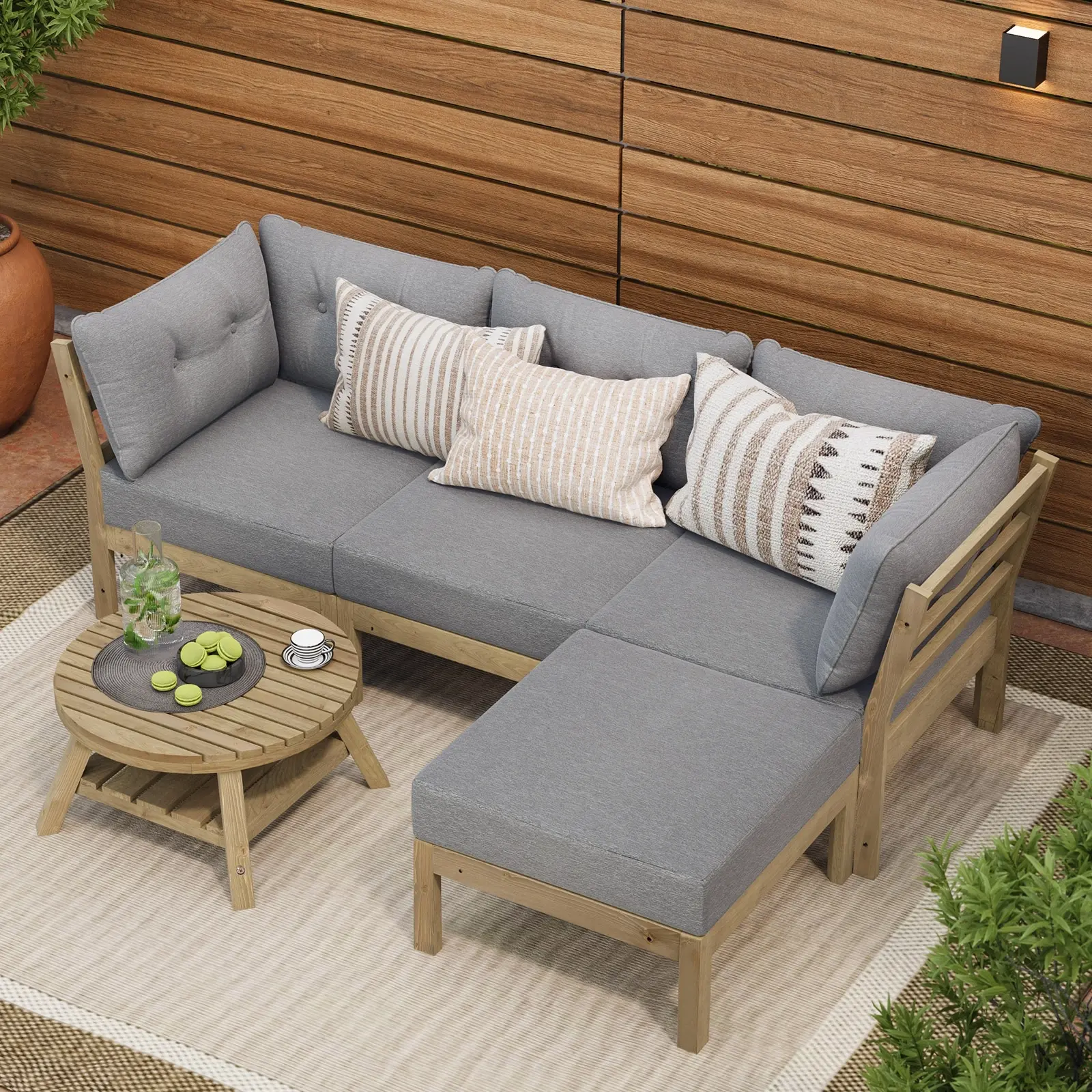 Livsip 5 Piece Outdoor Furniture Setting Garden Lounge Sofa Table Chairs Patio - Up to 65% off Outdoor Furniture