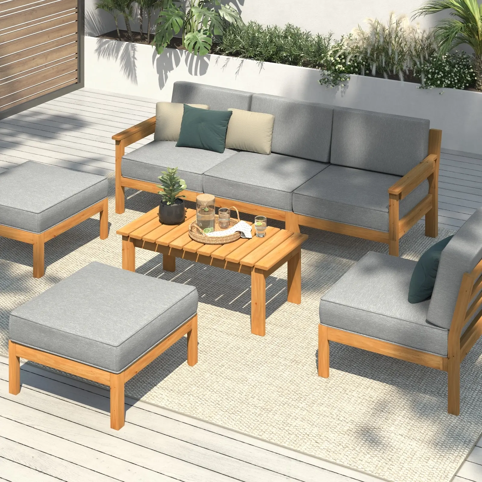 Livsip Outdoor Furniture Sofa Set Garden Lounge Patio Furniture Setting 7 Piece