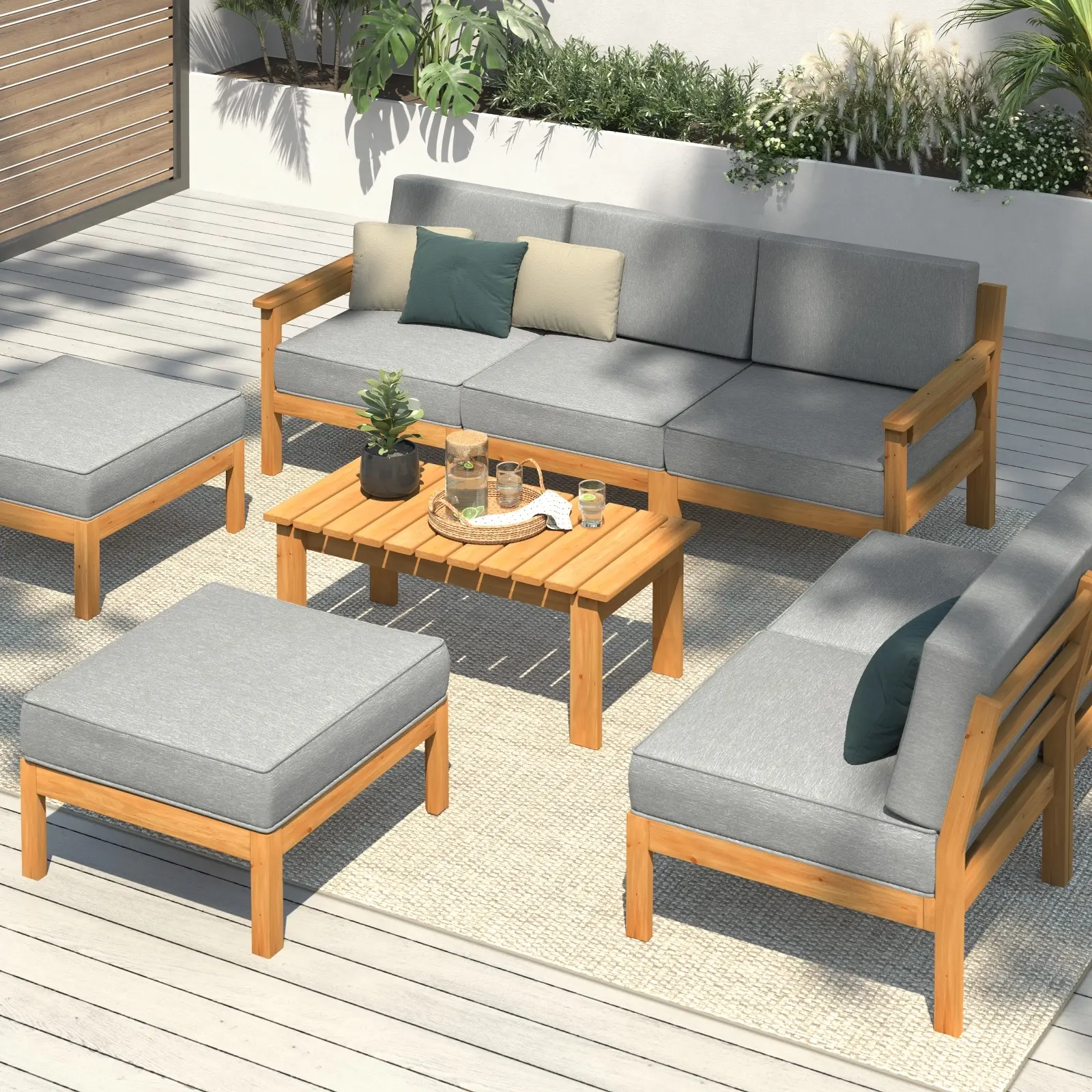 Livsip Outdoor Furniture Sofa Set Garden Lounge Patio Furniture Setting 8 Piece - Up to 65% off Outdoor Furniture