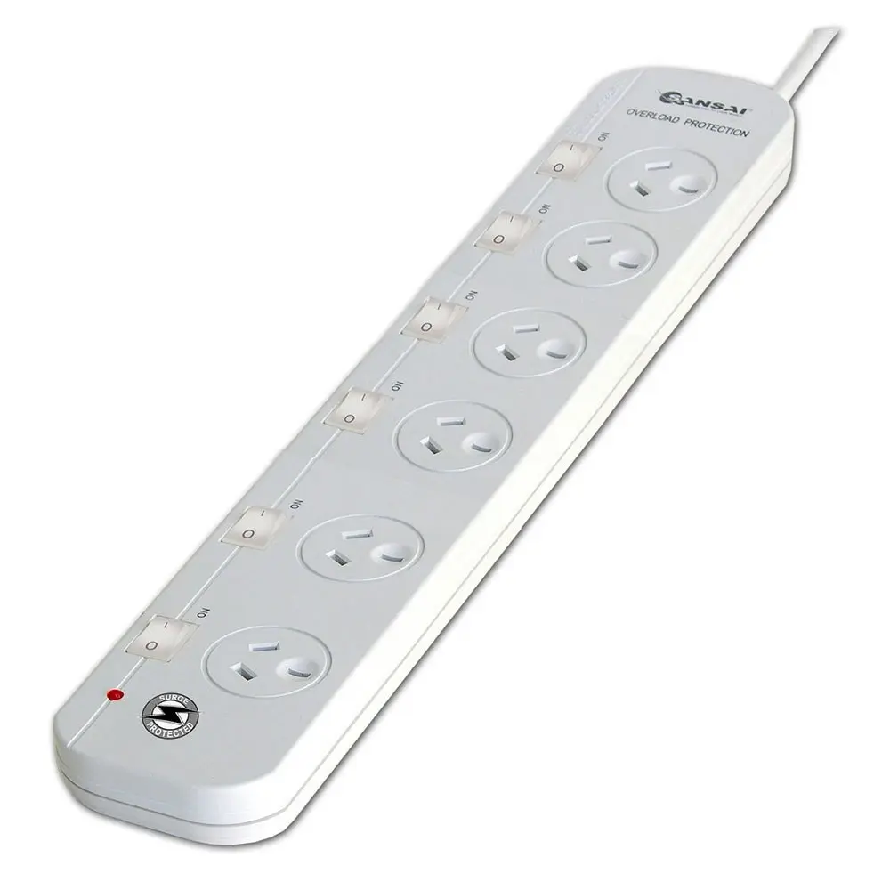 Power board 6 way Sockets Outlets Surge Protector w/ Single Switch Powerboard - Electronics