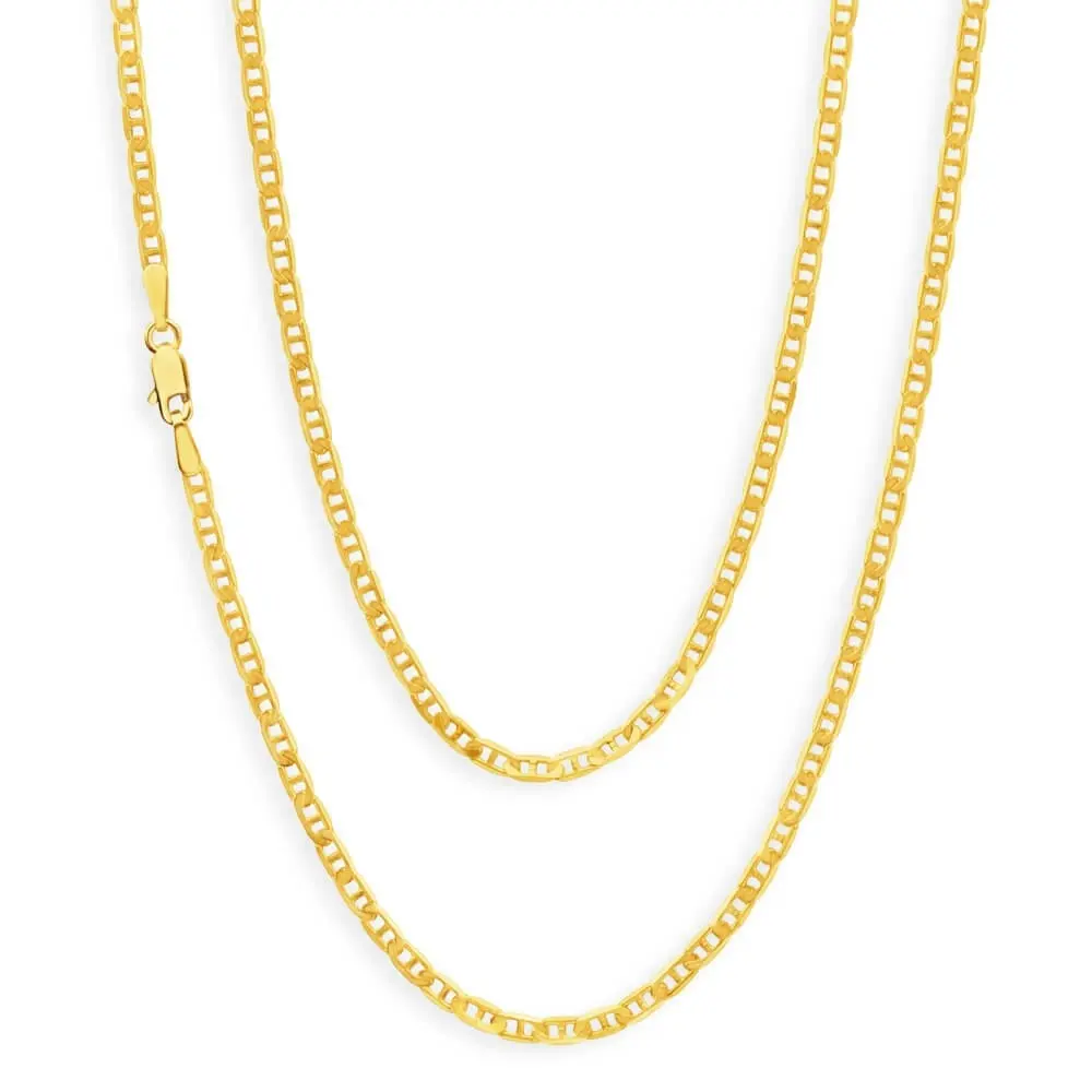 9ct Yellow Solid Gold Dazzling Anchor 50cm Chain - Jewellery