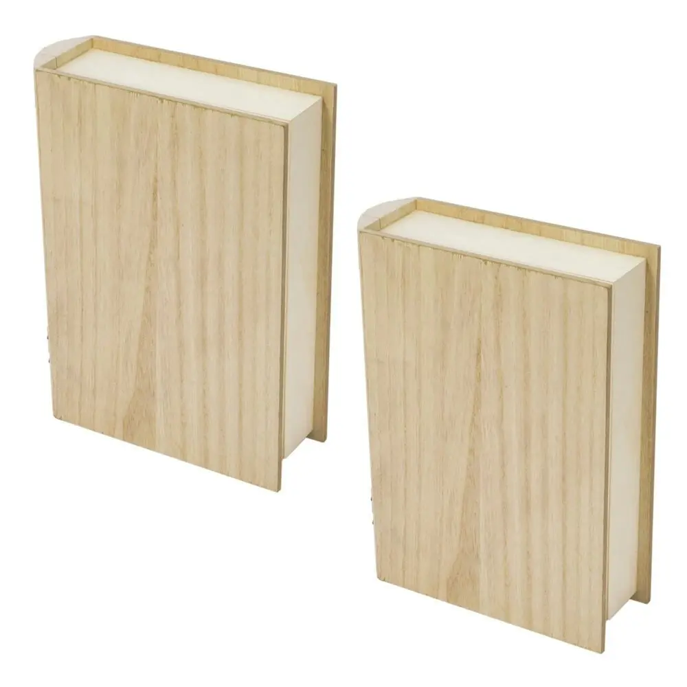2x Boyle Art/Craft 22.7x17cm Wooden Book Box Kids/Child Adult DIY Activity Small - Home & Garden