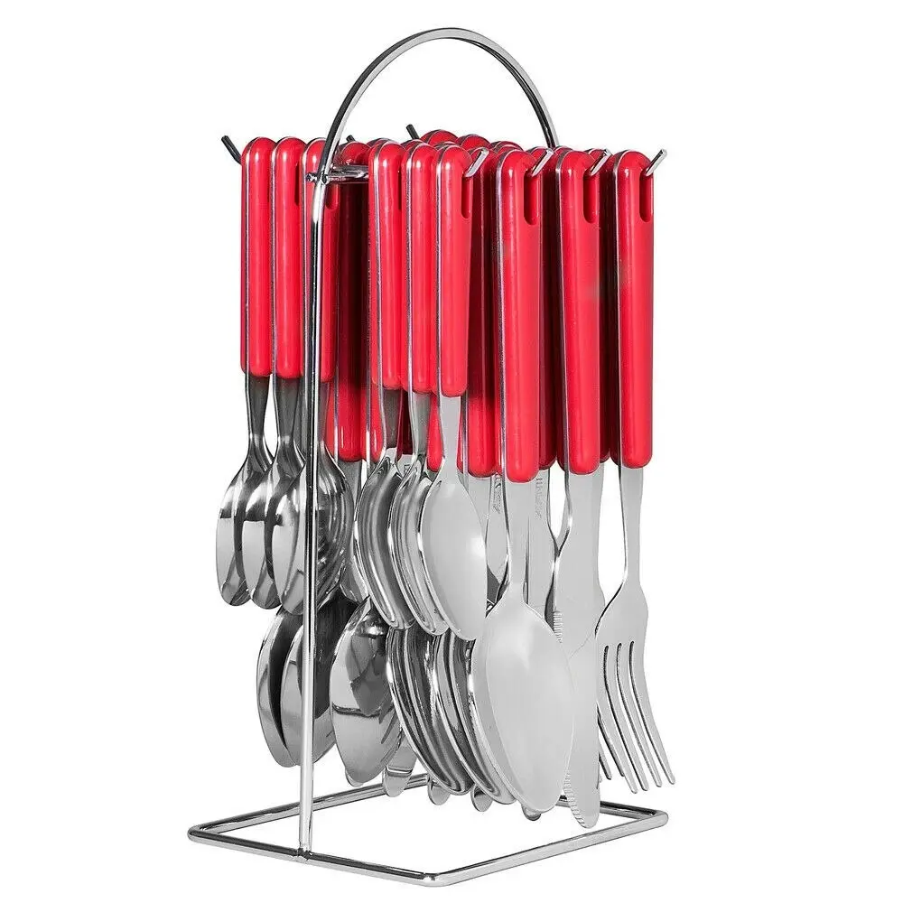 Avanti 24pc Stainless Steel Hanging Cutlery Set 24 Piece | White - Home & Garden