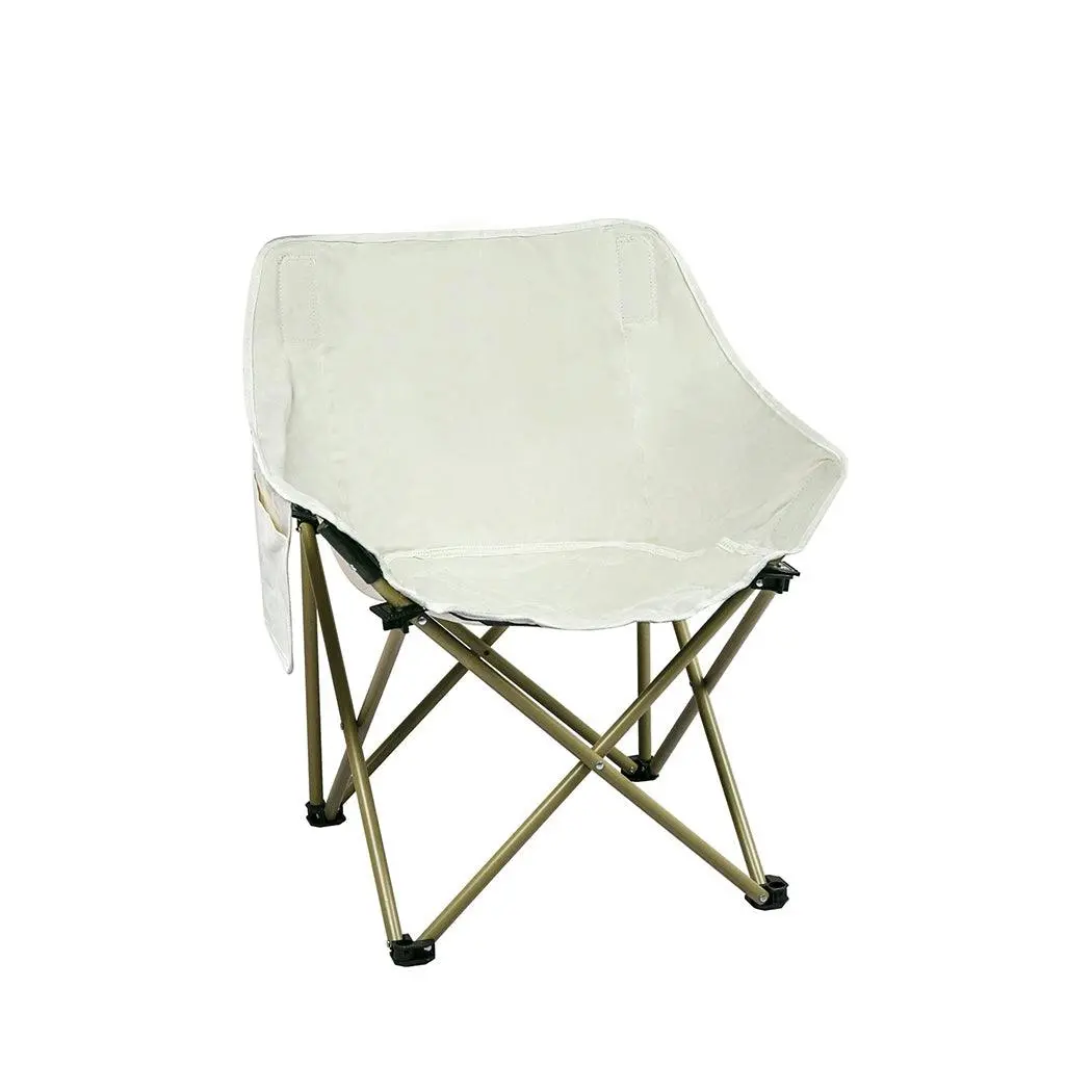 Levede Folding Camping Moon Chair Lightweight Outdoor Chairs Portable Seat Beige - Furniture