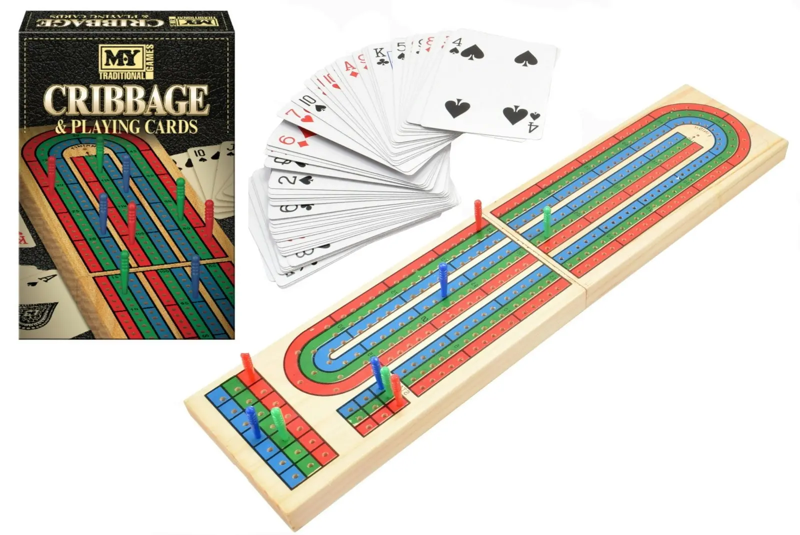 Cribbage Board and Playing Cards - Toys & Games