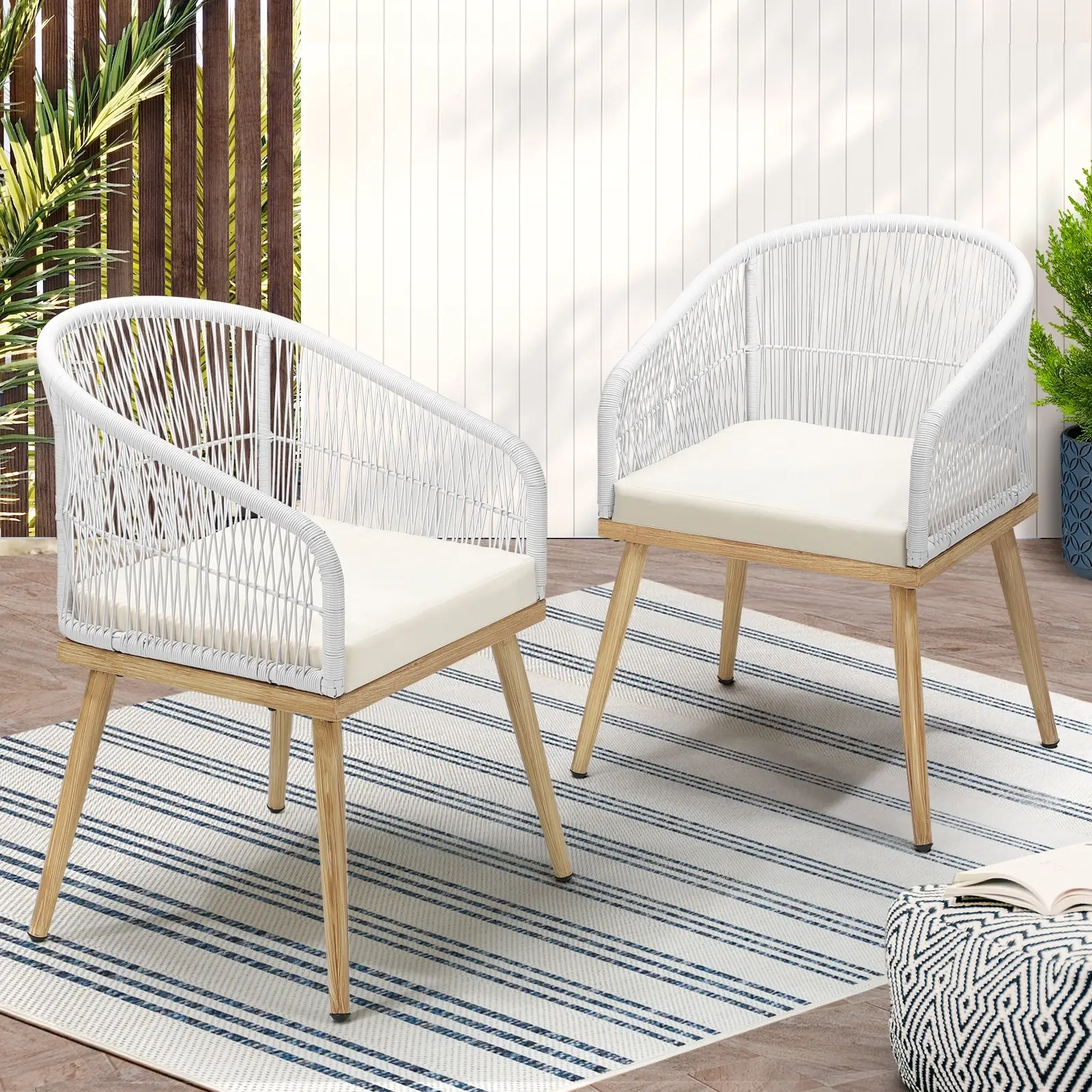 Livsip Outdoor Furniture Lounge Setting Chairs 2x Bistro Patio Garden Set Beige - Up to 65% off Outdoor Furniture