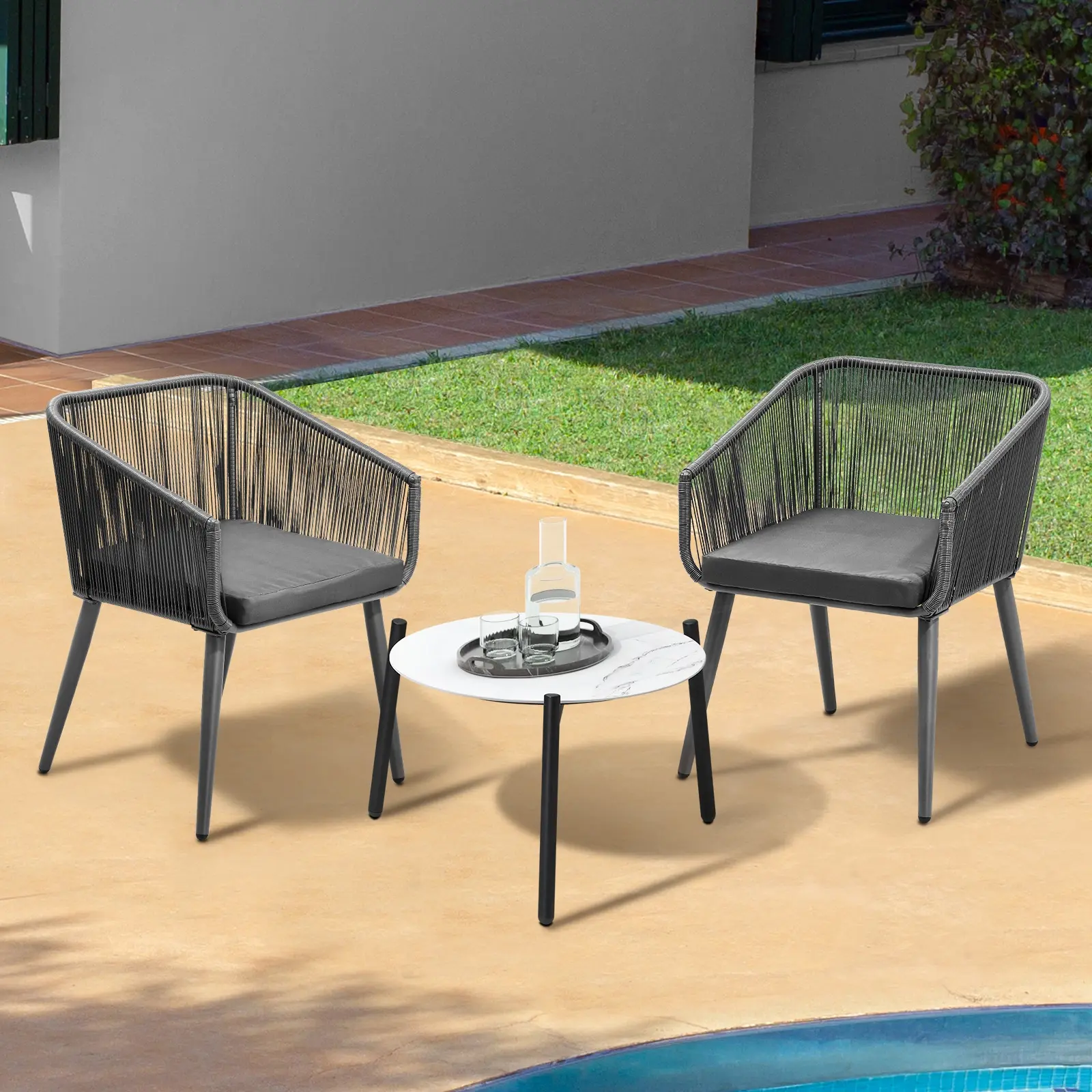 Livsip Outdoor Lounge Setting Furniture 3 Piece Patio Set RANIA Chairs