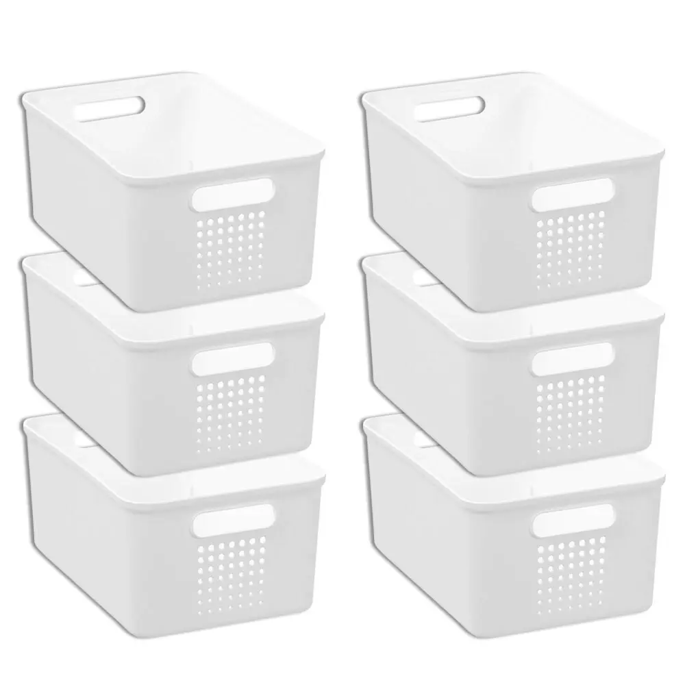 6x Boxsweden Levi 26x18cm/4.5L Storage Basket Home/Room Organiser w/ Handles WHT - Home & Garden