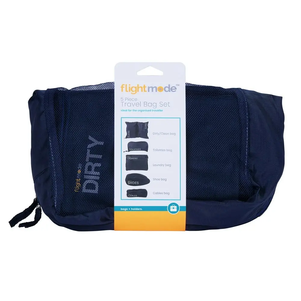 5pc Flightmode Polyester 31cm/31cm/32cm/50cm/26cm Travel Storage Bag Set Black - Fashion
