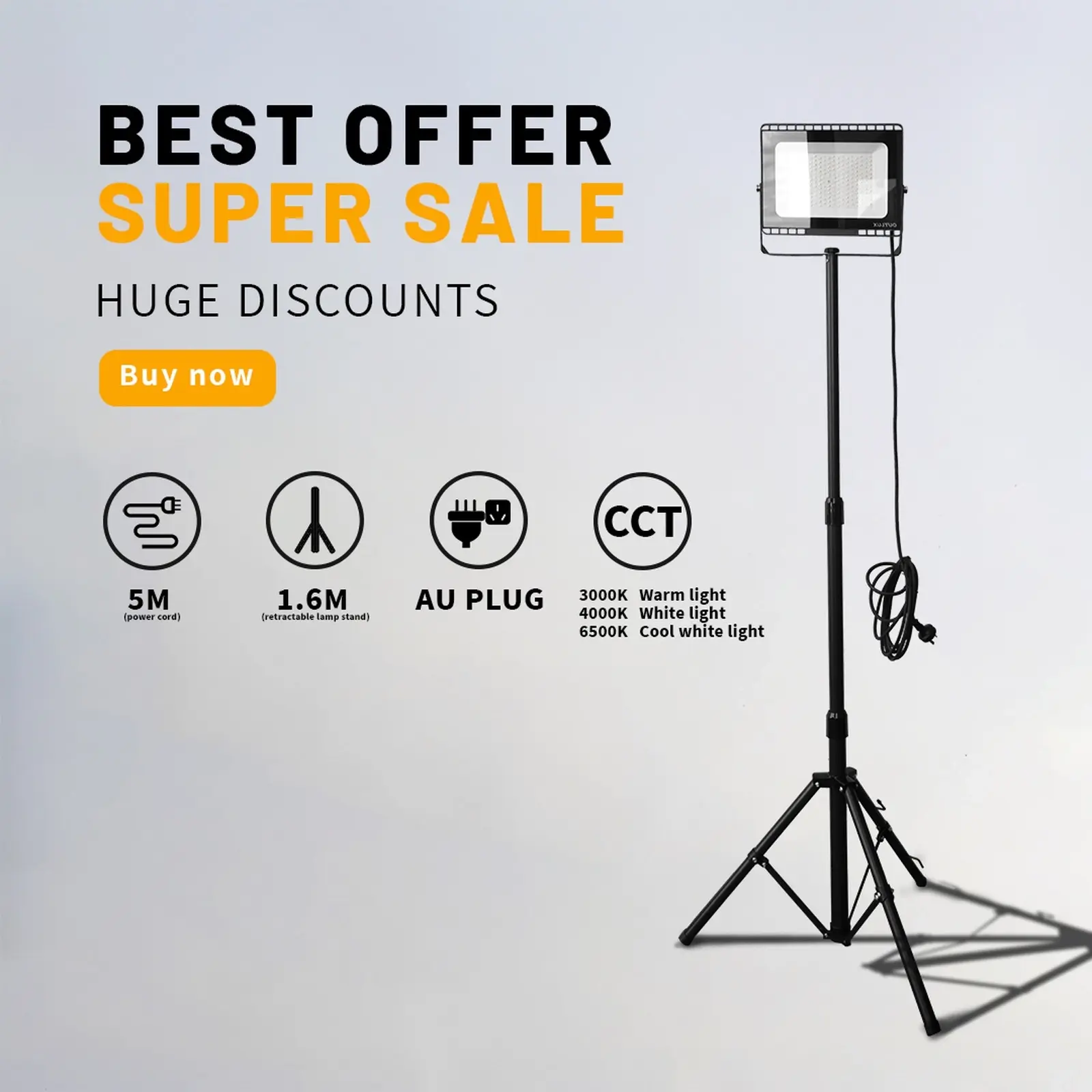 Outway Outdoor Work Light Adjustable Stand 100W LED Spotlight Flood Lights - Home & Garden