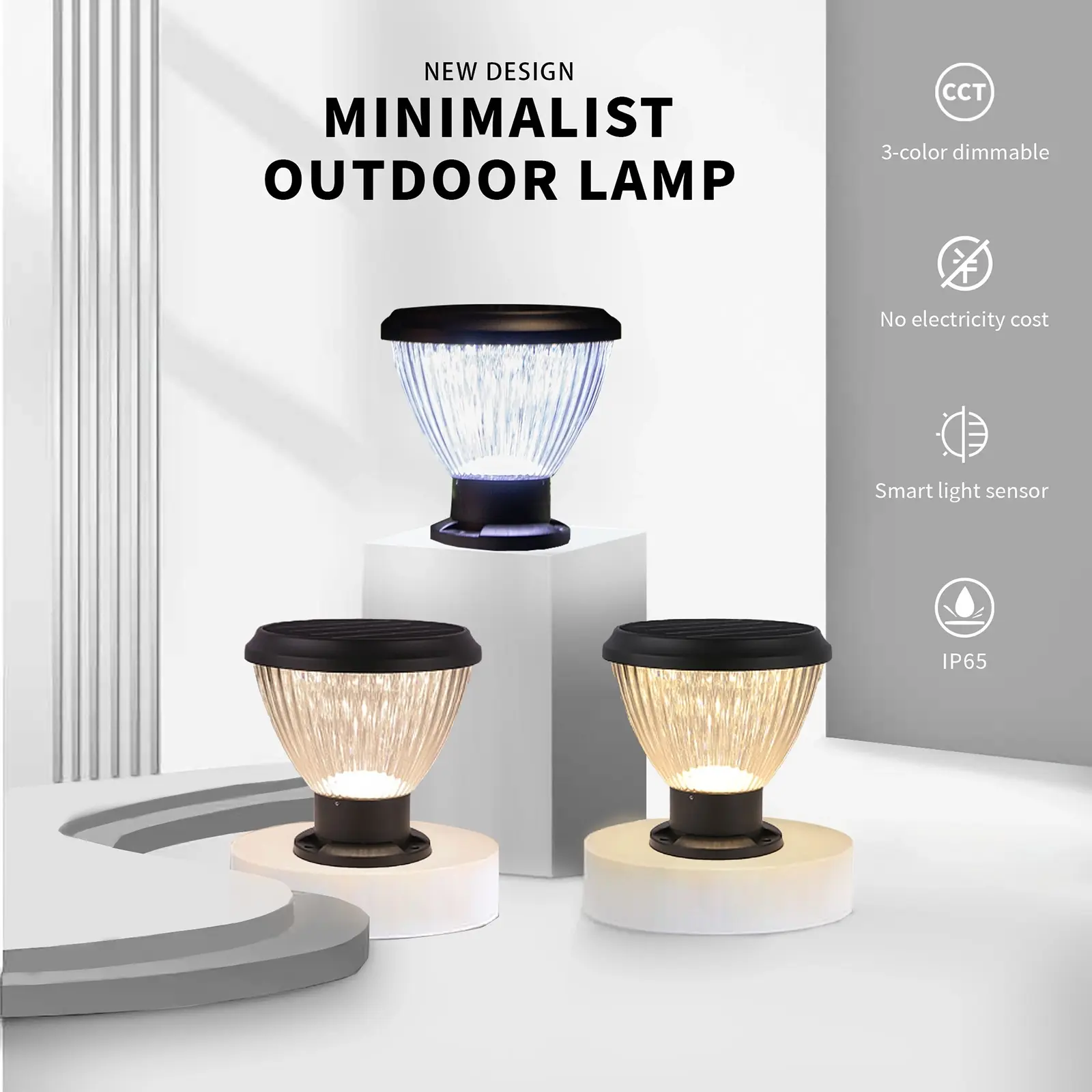 Outway Solar Pillar Light Garden Lantern Gate Lighting Outdoor Yard Lamp - Home & Garden