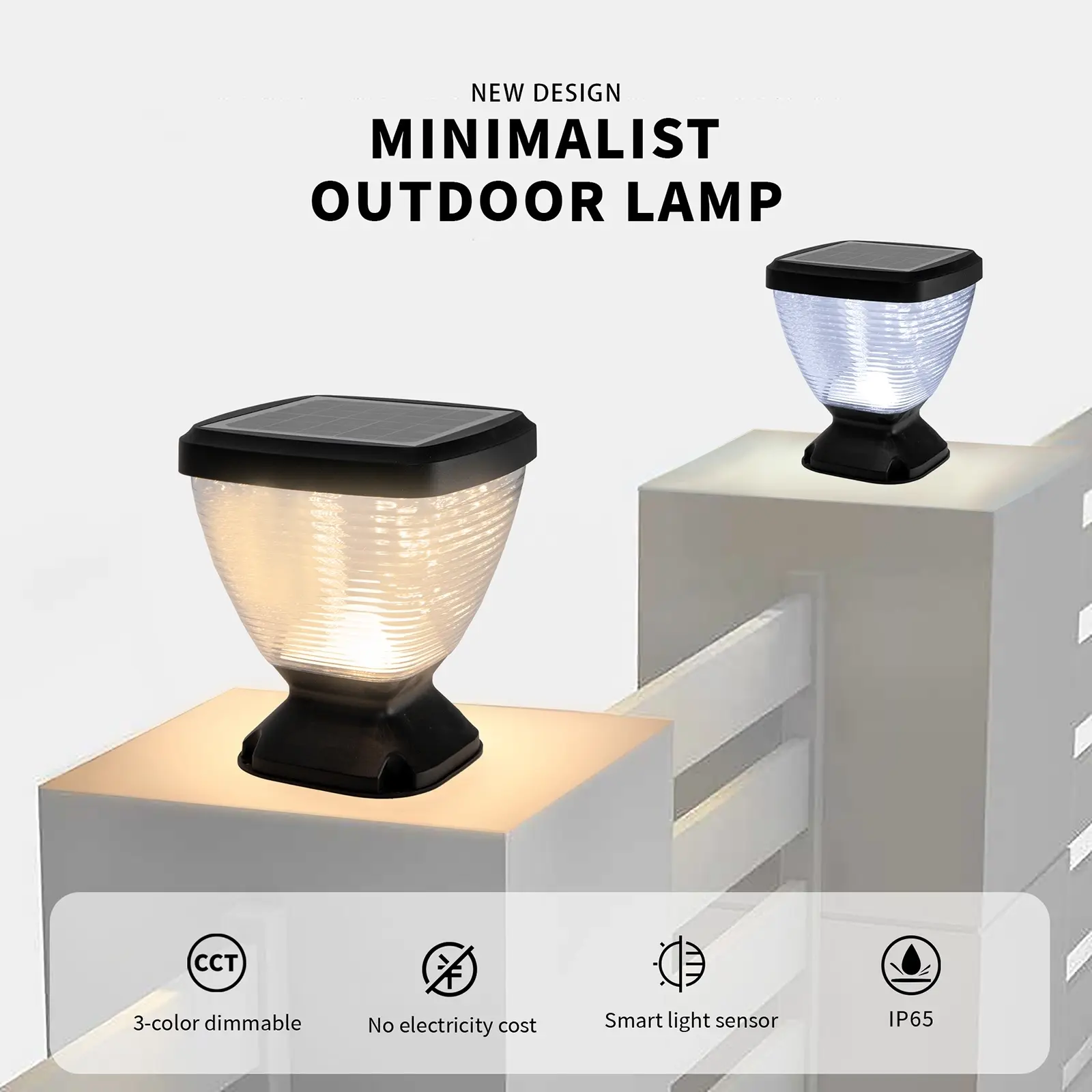 Outway Solar Pillar Light LED Garden Gate Post Lights Outdoor Yard Lamp - Home & Garden