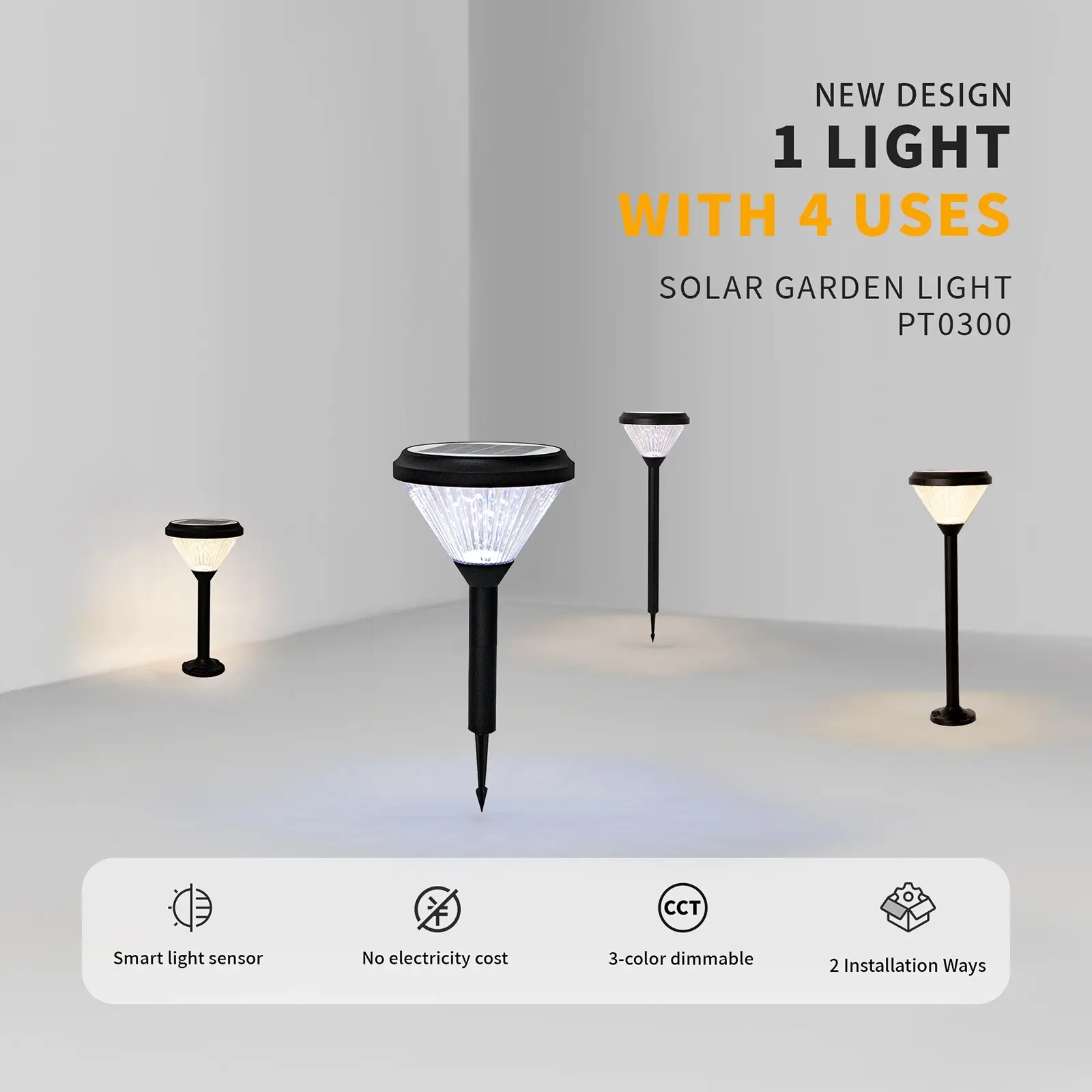 Outway Solar Lawn Light 4-in-1 Garden Lights Outdoor Pathway Waterproof Lamp