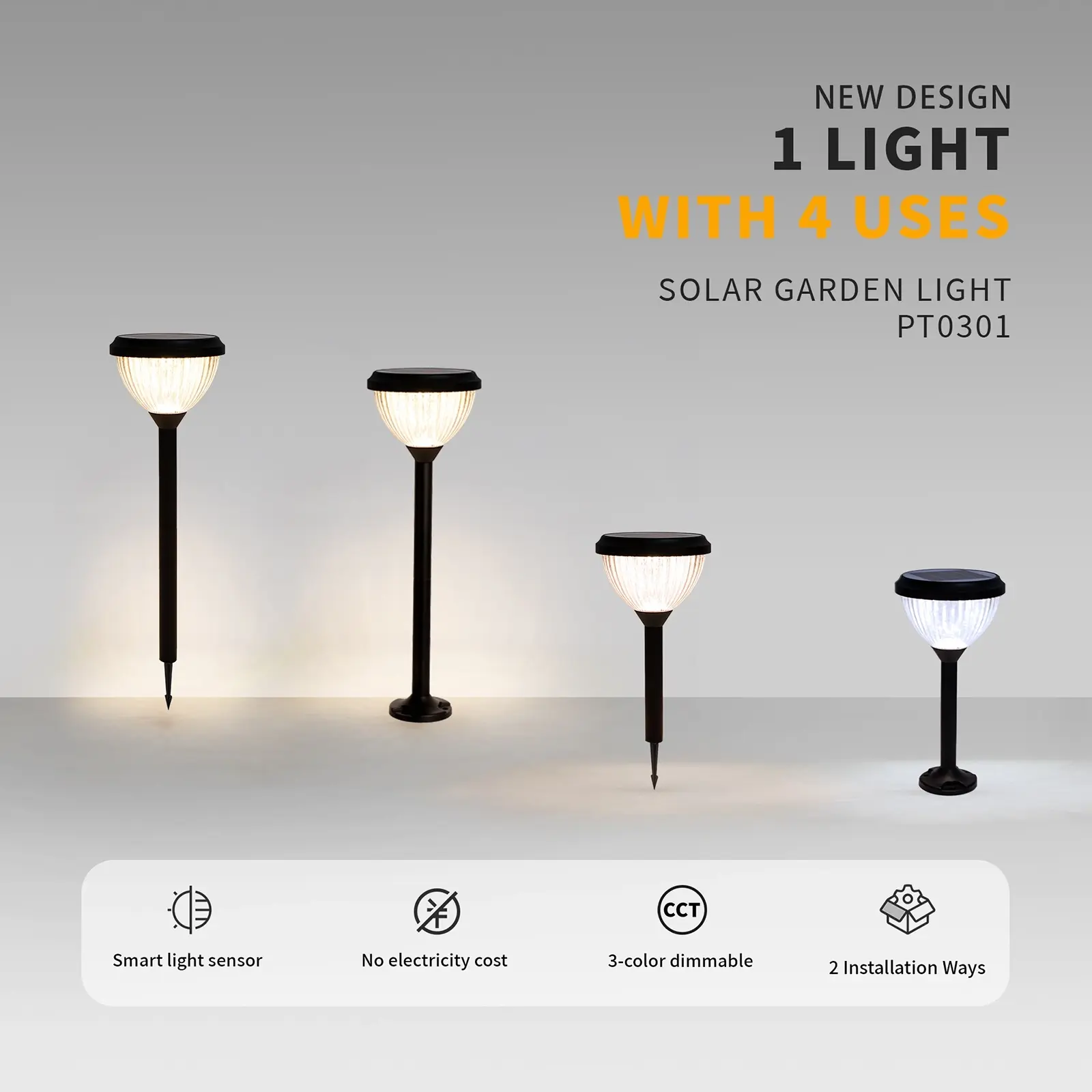 Outway Solar Lawn Light 4-in-1 Outdoor Garden Lights Path Waterproof Lamp