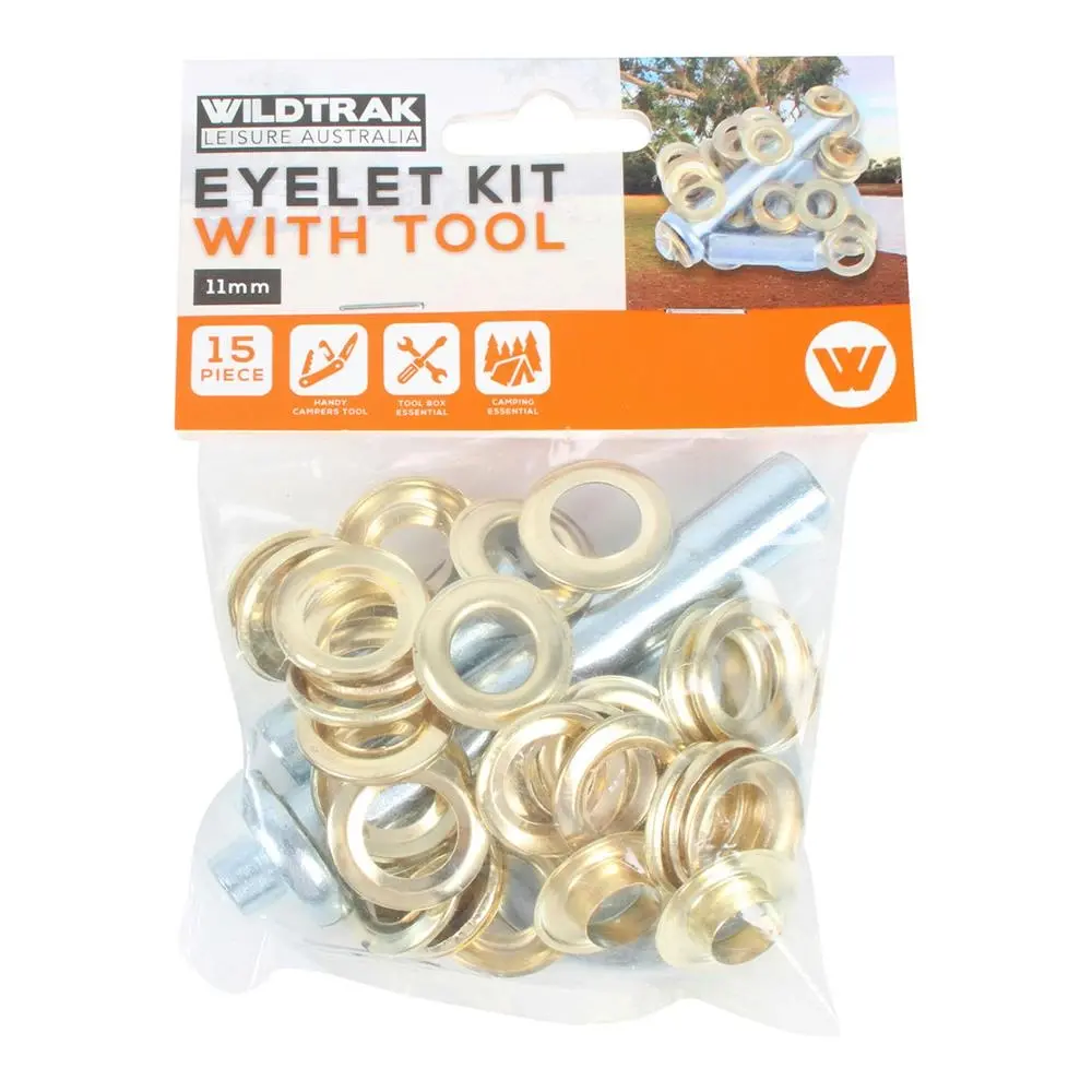 15pc Wildtrak Steel 11mm Eyelet Kit w/ Tool Handy Outdoor Camping Essentials - Sports & Outdoor